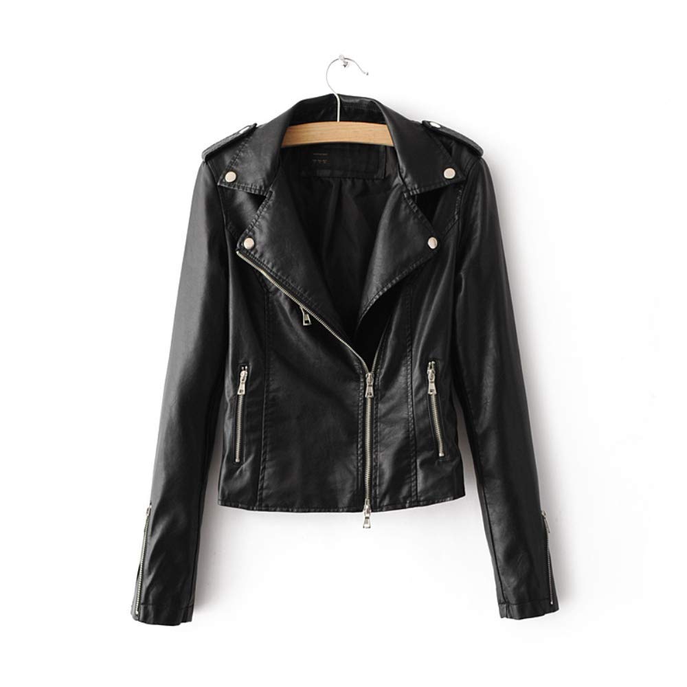 LJYH Women's Faux Leather Biker Jacket with Zipper - Stylish Motorcycle Jacket for Riding, Casual Outings, and Nightlife