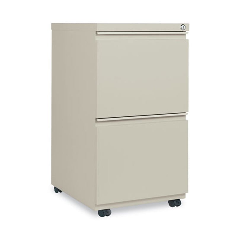 Double File Drawer Metal Mobile Pedestal with Full Width Pulls, 19 1/8