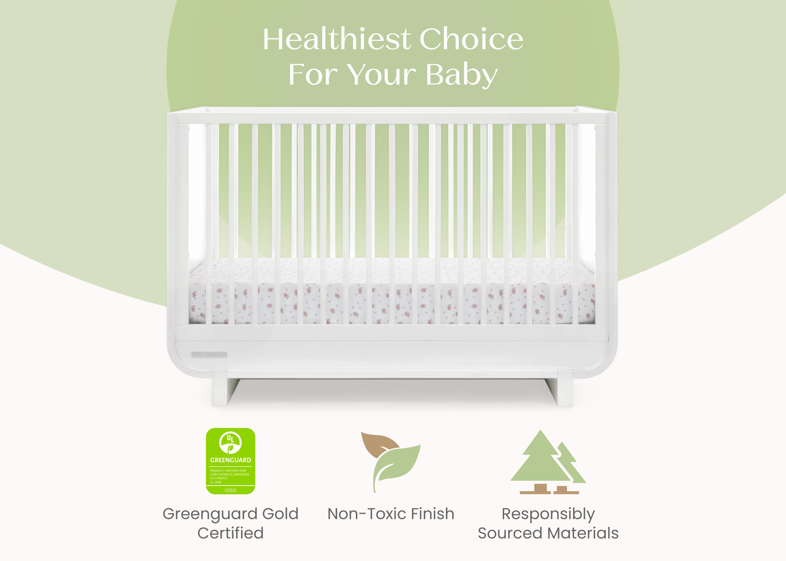 Rhodes 4-in-1 Convertible Baby Crib - Toddler Bed, Daybed & Full-Size Bed - Safe & Stylish Nursery Furniture for Newborns to Teens - Perfect for Small Spaces & Modern Nurseries