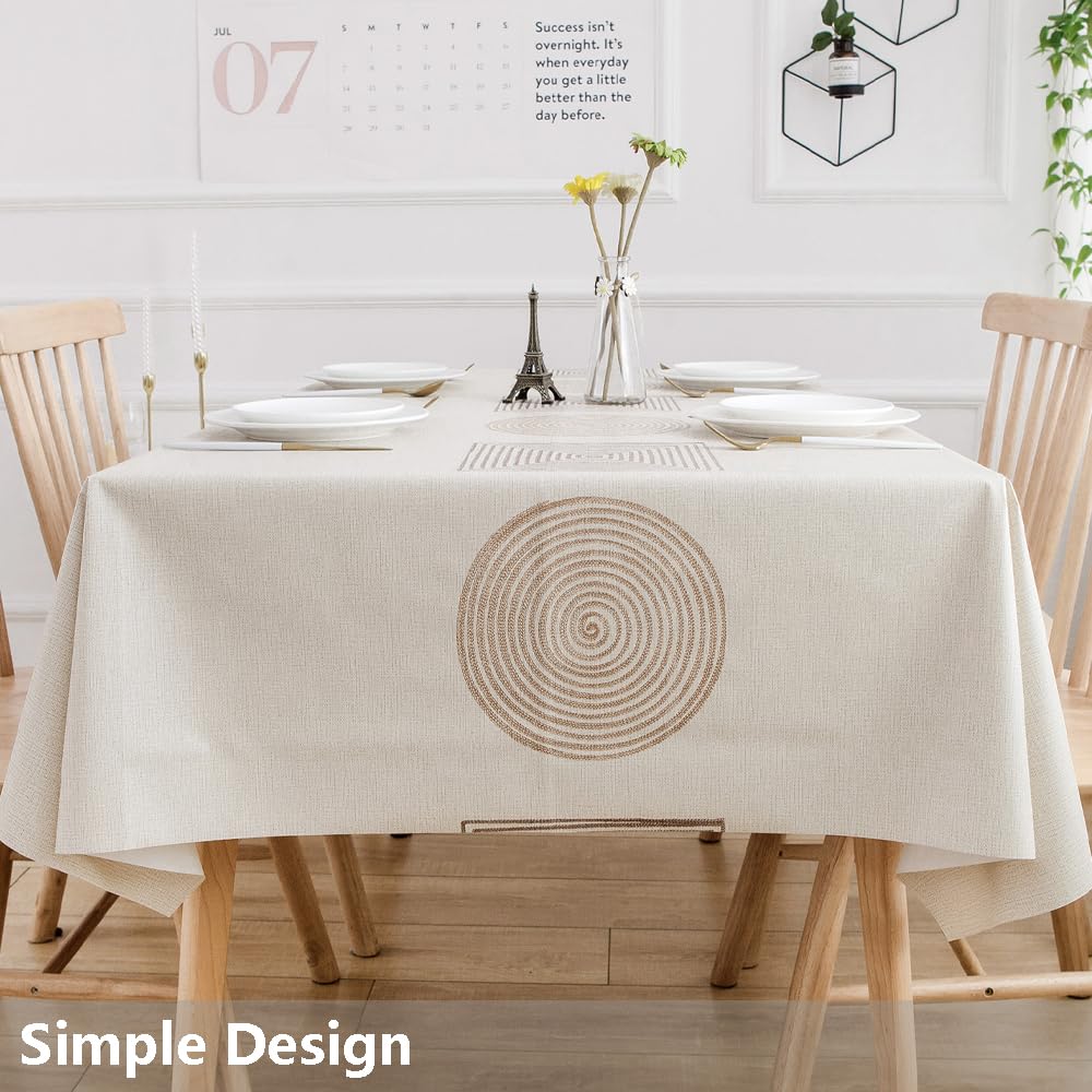 Durable Heavy Duty Vinyl Tablecloth - Waterproof & Wipeable PVC Table Cover for Kitchen & Dining (54x54 Inches, Geometric Design) - Perfect for Indoor & Outdoor Use, Parties, Picnics, and Daily Dining