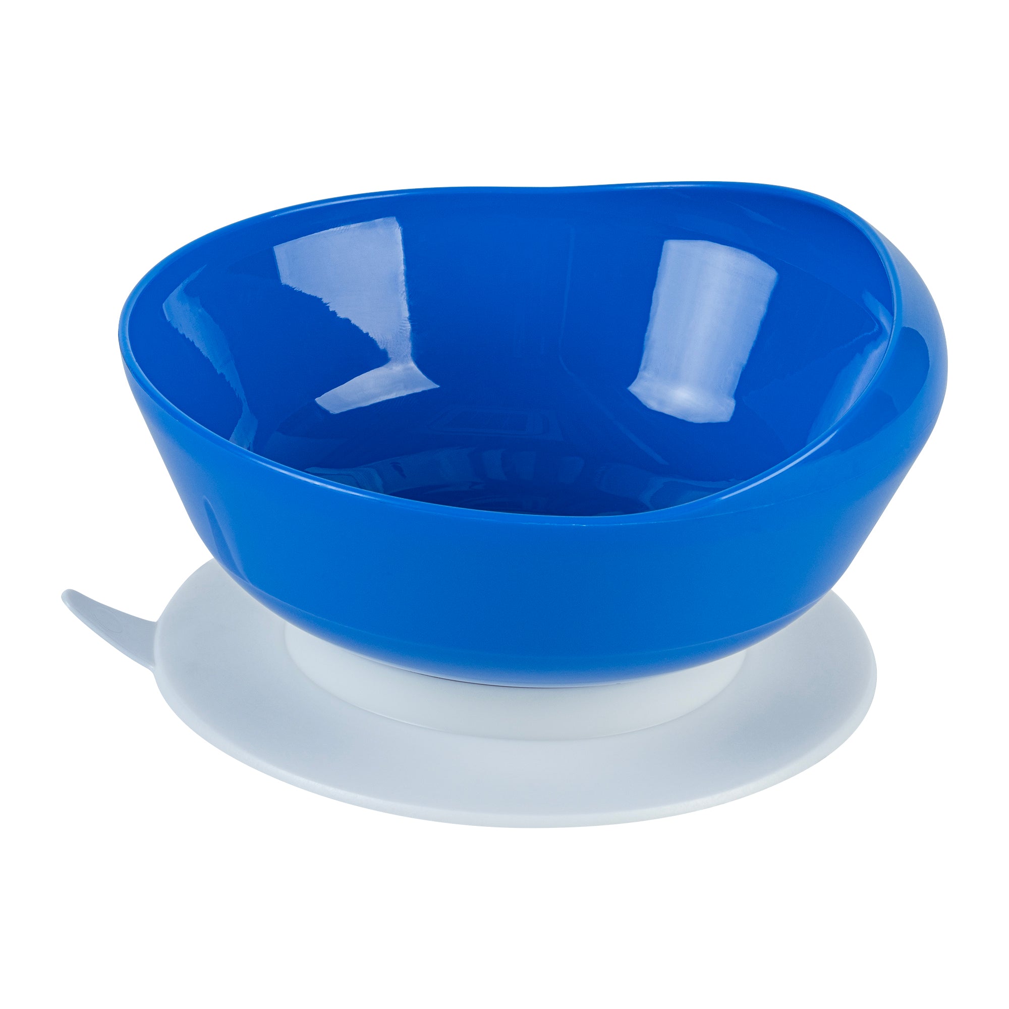 Adapt Tek 19 oz Round Blue Plastic Scoop Bowl with Spillproof Design & Suction Base - 5.75
