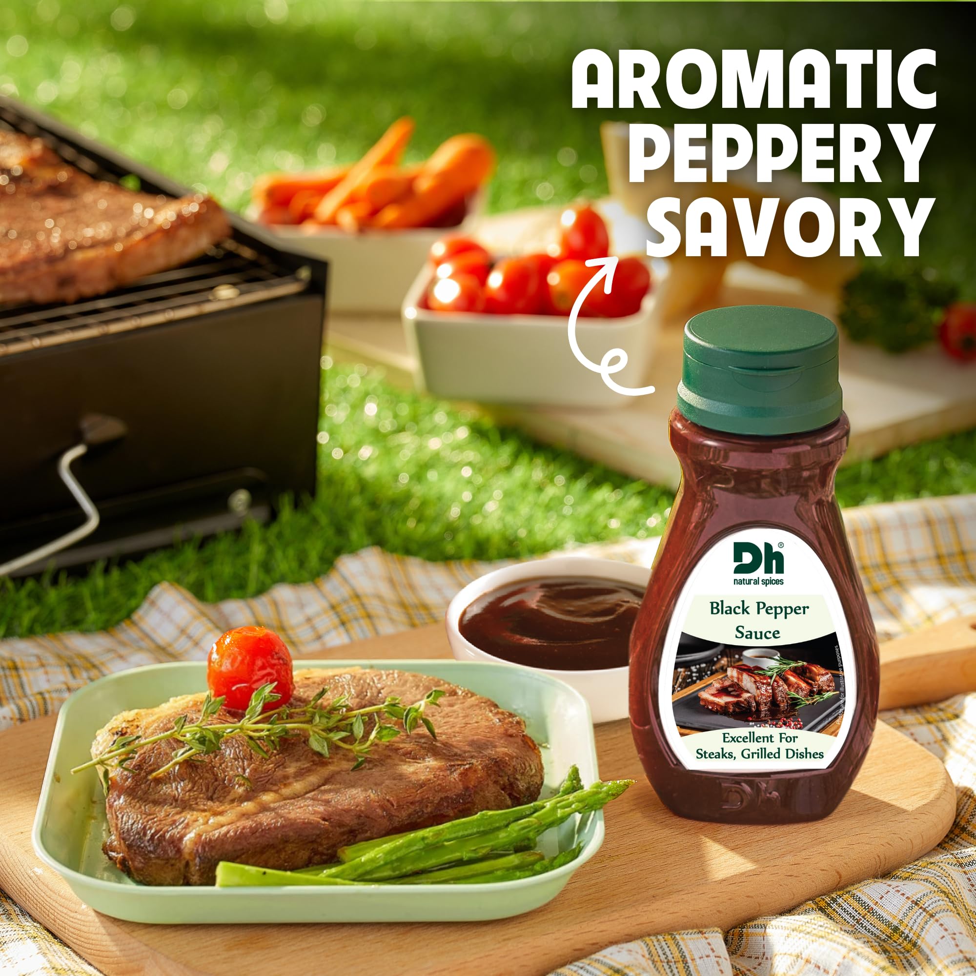 Premium Dh Foods Black Pepper Sauce - Hot & Rich Flavor Steak Sauce for Grilling, Marinating & Dipping | Perfect for Steak, BBQ, Stir Fry & Asian Dishes | 7oz (Pack of 2) | Gourmet Cooking & Restaurant-Style Meals at Home