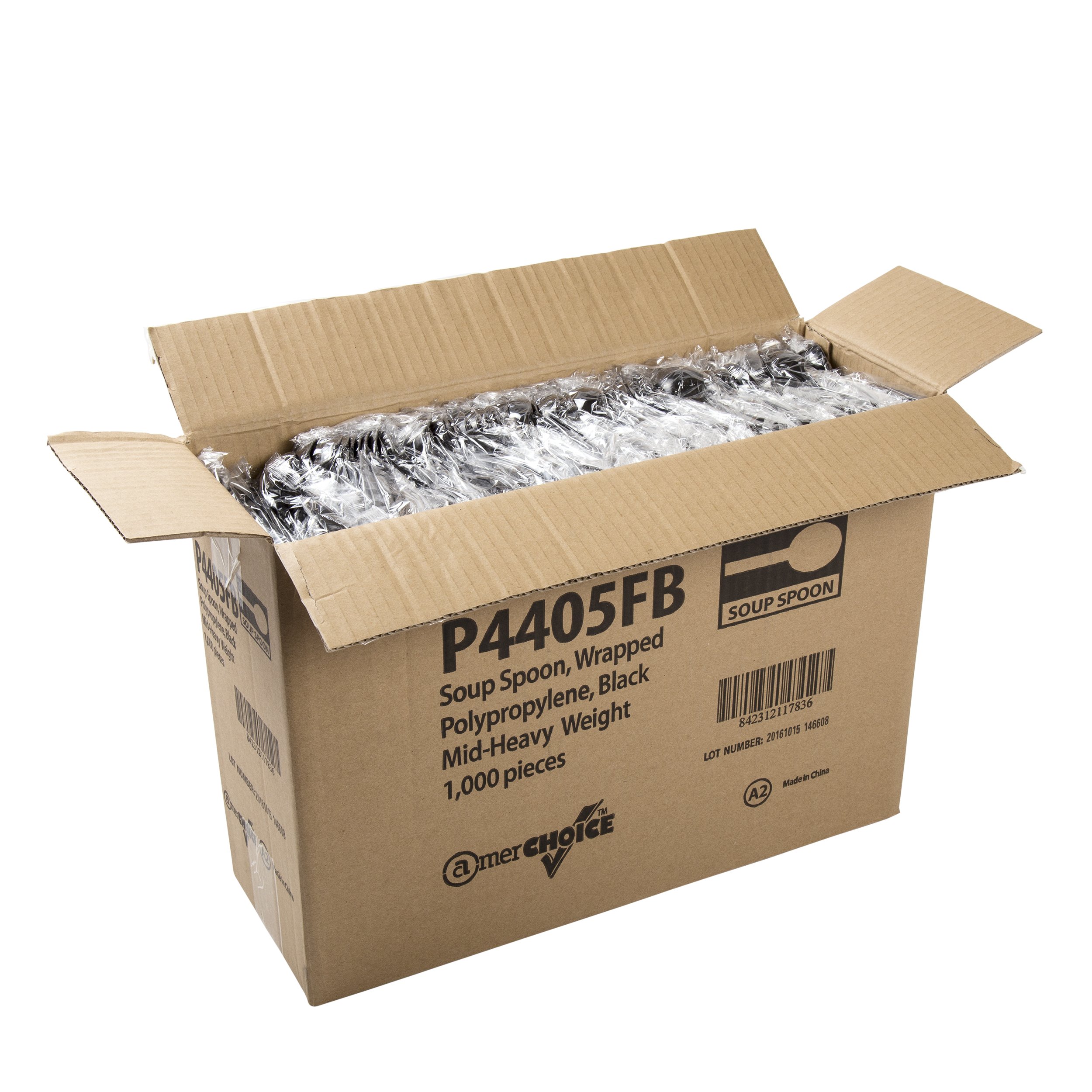 Premium Black Disposable Polypropylene Soup Spoons - Medium-Heavy Weight, Individually Wrapped (Pack of 1000) | Ideal for Restaurants, Catering, Parties & Takeout Meals