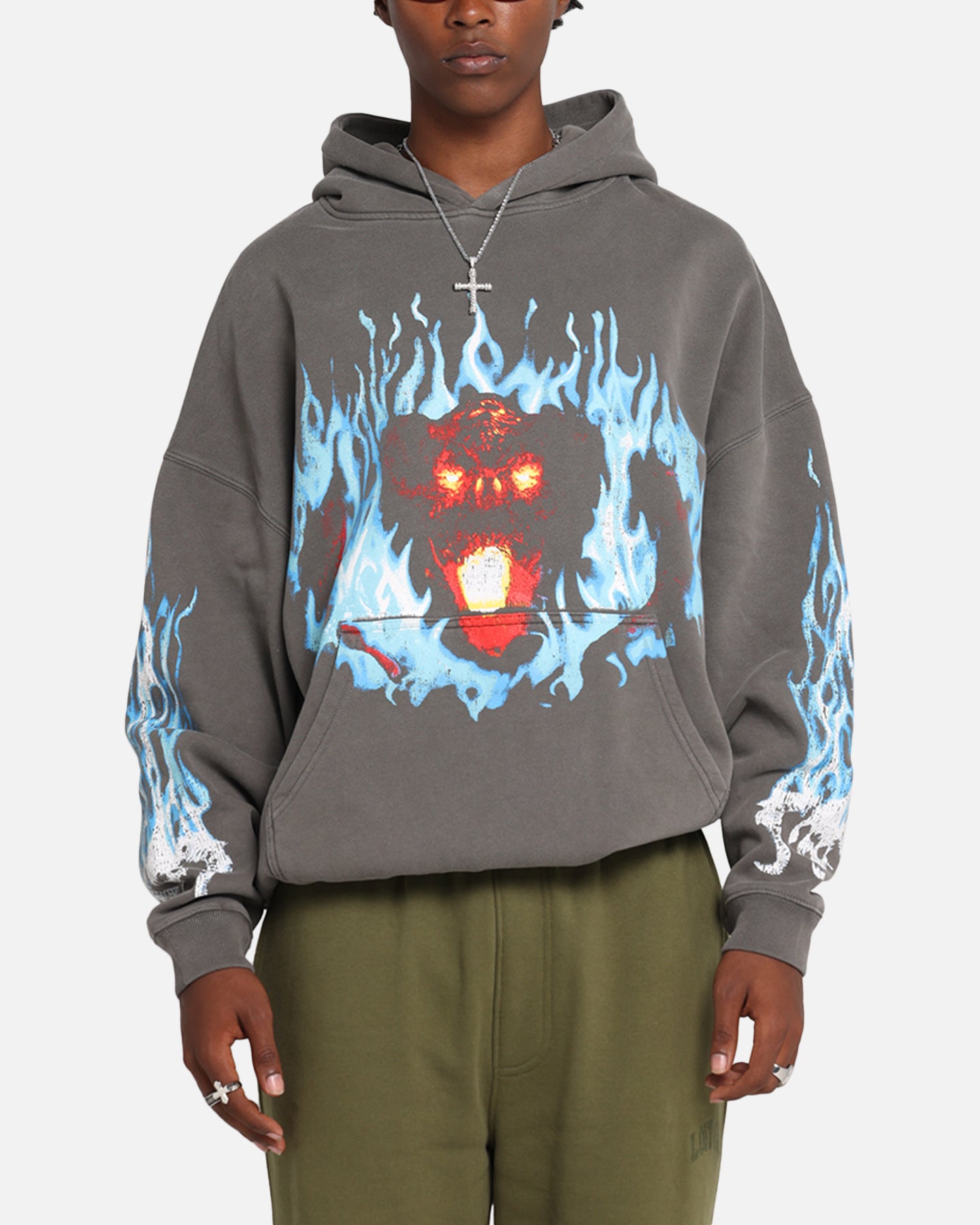 Premium Lord of The Rings Balrog Hoodie - Washed Charcoal - American Thrift - Fantasy Movie Merchandise - Perfect for Cosplay, Conventions & LOTR Fans