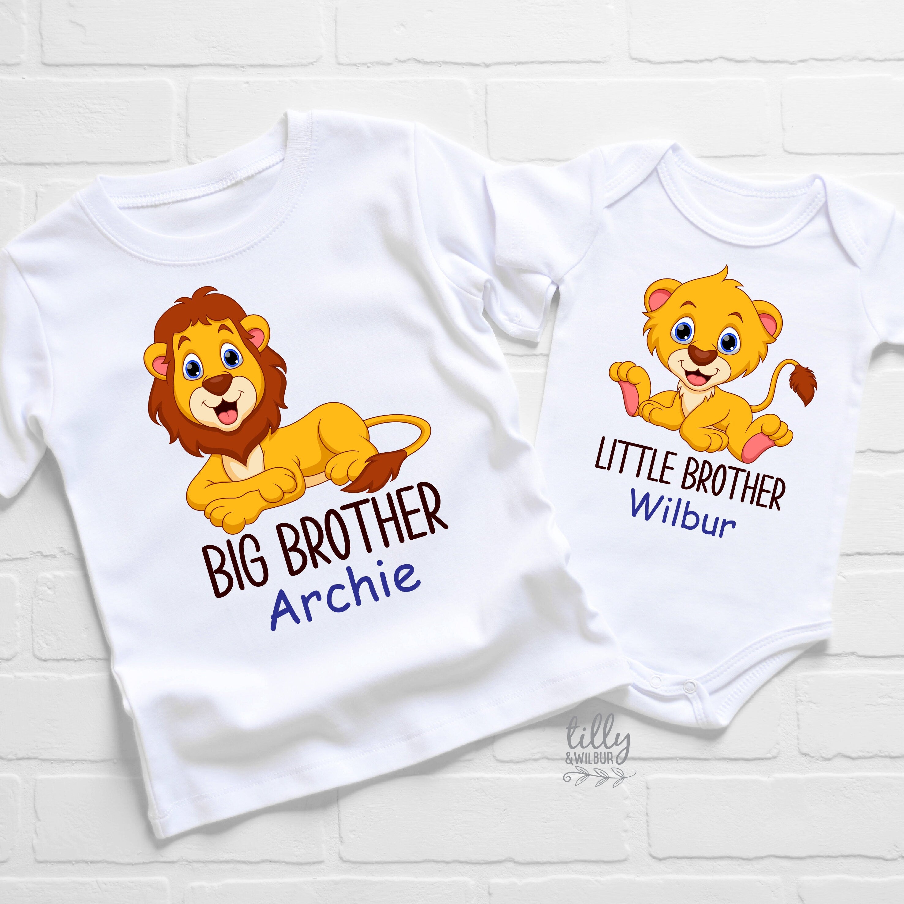 Big Brother Little Brother Matching T-Shirts & Bodysuits - Personalized with Names - Perfect for Sibling Photos & Family Events