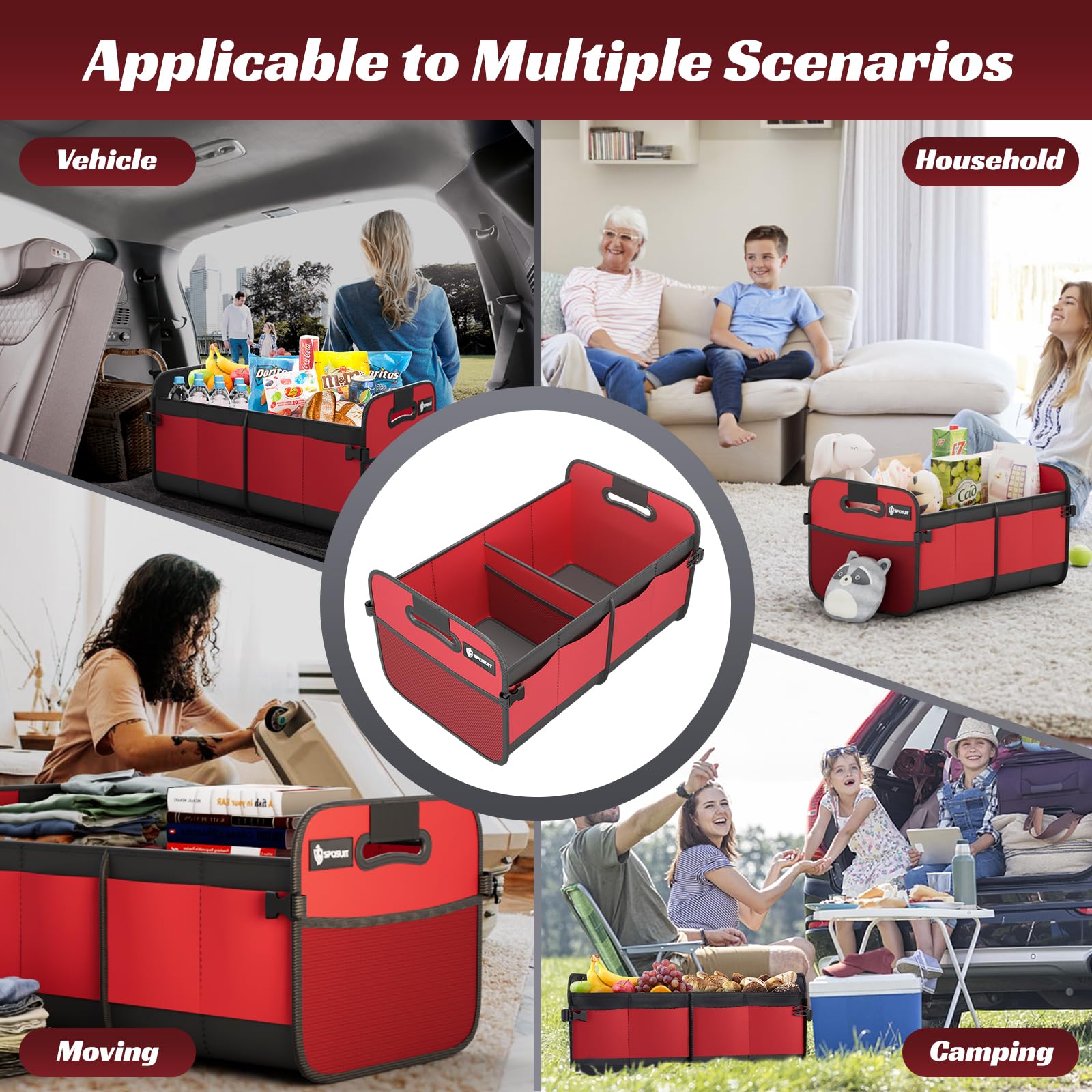 70L Collapsible Car Trunk Organizer with 11 Pockets & Reinforced Handles - SUV Storage Organizer for Groceries, Cargo & Travel Essentials | Foldable Auto Accessories for Road Trips & Shopping