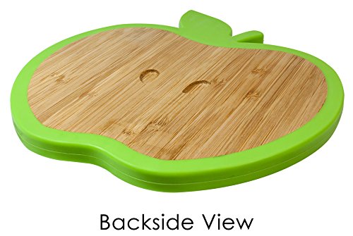 Bamboo Trivet with Silicone Edge - Heat Resistant Kitchen Hot Pad for Pots and Pans - Apple Design - Perfect for Dining Tables, Countertops, and Serving Dishes