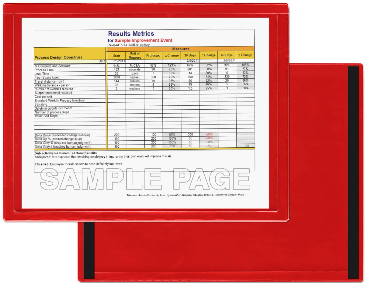 StoreSMART Red Magnetic Document Holder with Window Frame - 50-Pack for 8.5 x 11 Inch Papers - Perfect for Office Filing, School Projects & Home Organization