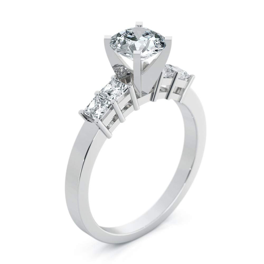 1CT Round Cut Moissanite Engagement Ring for Women - Platinum Plated Sterling Silver - Perfect for Proposals, Anniversaries & Special Occasions