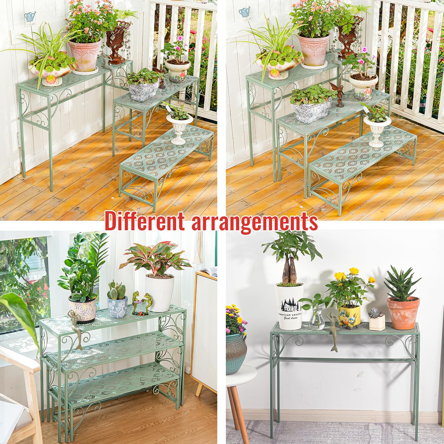 3-Tier Foldable Metal Plant Stand - Indoor/Outdoor Multi-Level Plant Shelf for Garden, Balcony & Yard - Sturdy Ladder Planter Display for Multiple Flower Pots & Vases - Perfect for Small Space Gardening & Home Decor