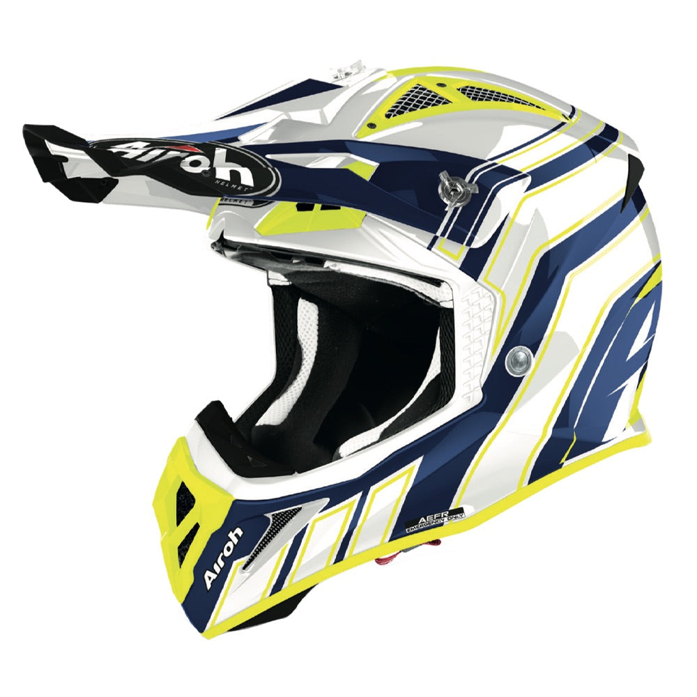 Airoh Aviator Ace Art Gloss Blue Motorcycle Helmet - Lightweight DOT Certified Full Face Helmet for Men & Women - Perfect for Street Biking, Racing & Urban Commuting