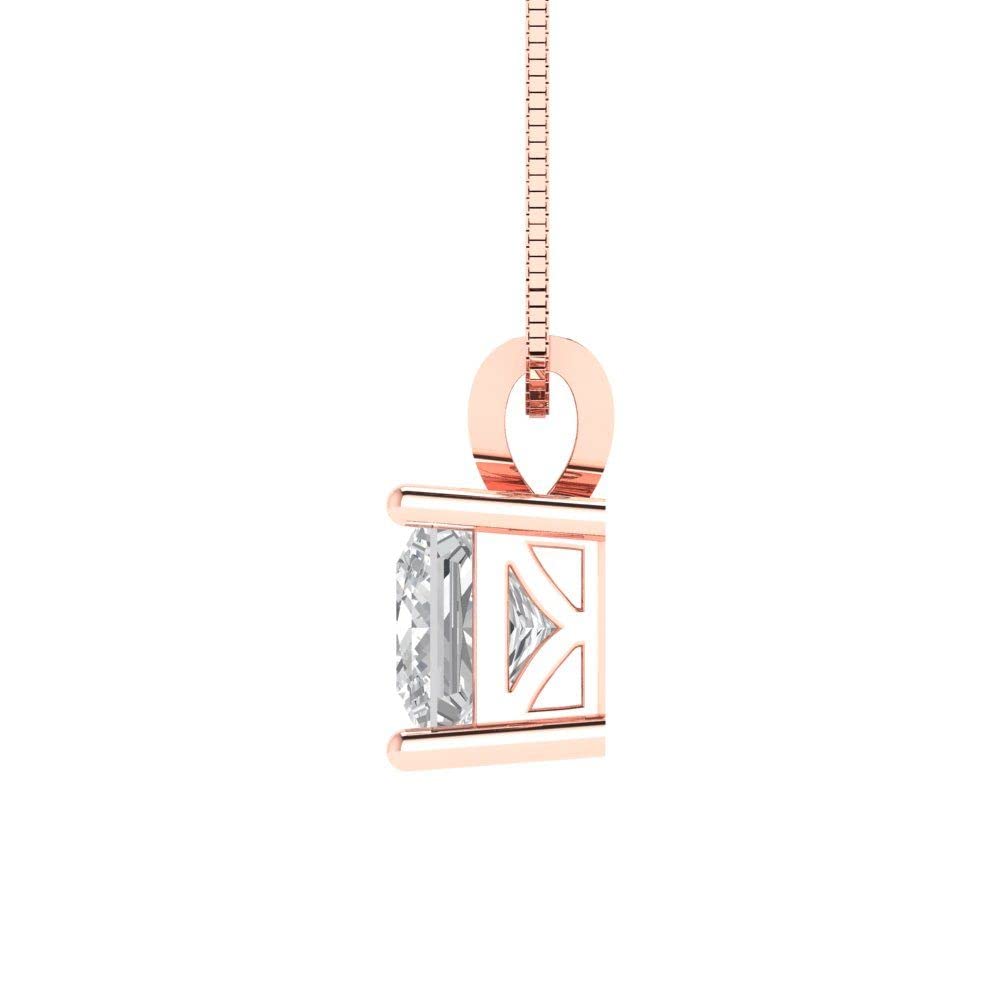 3.05ct Princess Cut White Sapphire Solitaire Pendant Necklace - 14K Rose Gold Chain & Gift Box - Elegant Fine Jewelry for Women, Perfect for Weddings, Anniversaries & Special Occasions