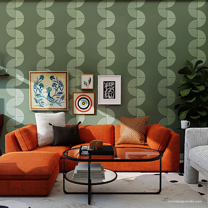 Deco Wave Wall Stencil - Reusable DIY Painting Template for Home Decor, Geometric Patterns for Bedroom, Living Room & Nursery Walls | Perfect for Accent Walls, Feature Walls & Creative Home Projects