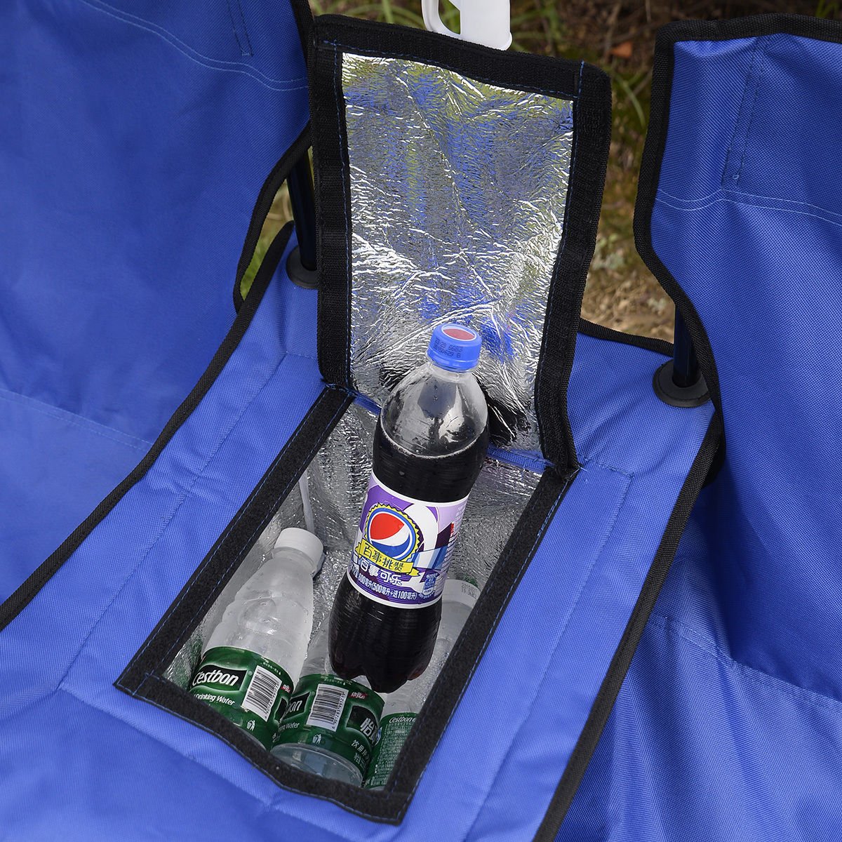 Portable Folding Picnic Double Chair with Umbrella Table Cooler - Perfect for Beach, Camping, Outdoor Relaxation & Backyard BBQs
