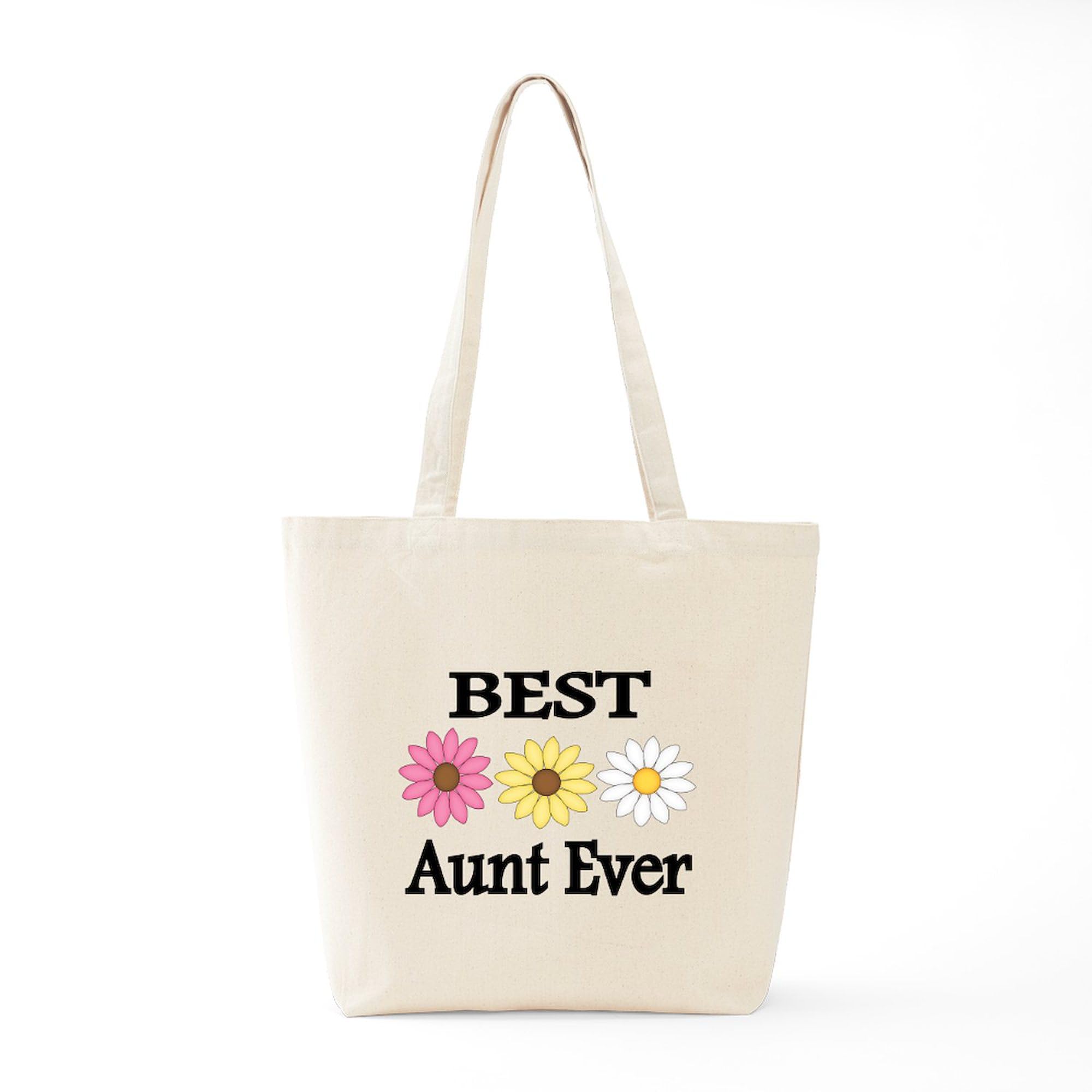 BEST AUNT EVER Floral Canvas Tote Bag - Reusable Grocery Shopping Bag & Gift for Aunts, Women (Natural) | Perfect for Groceries, Beach Trips & Daily Use