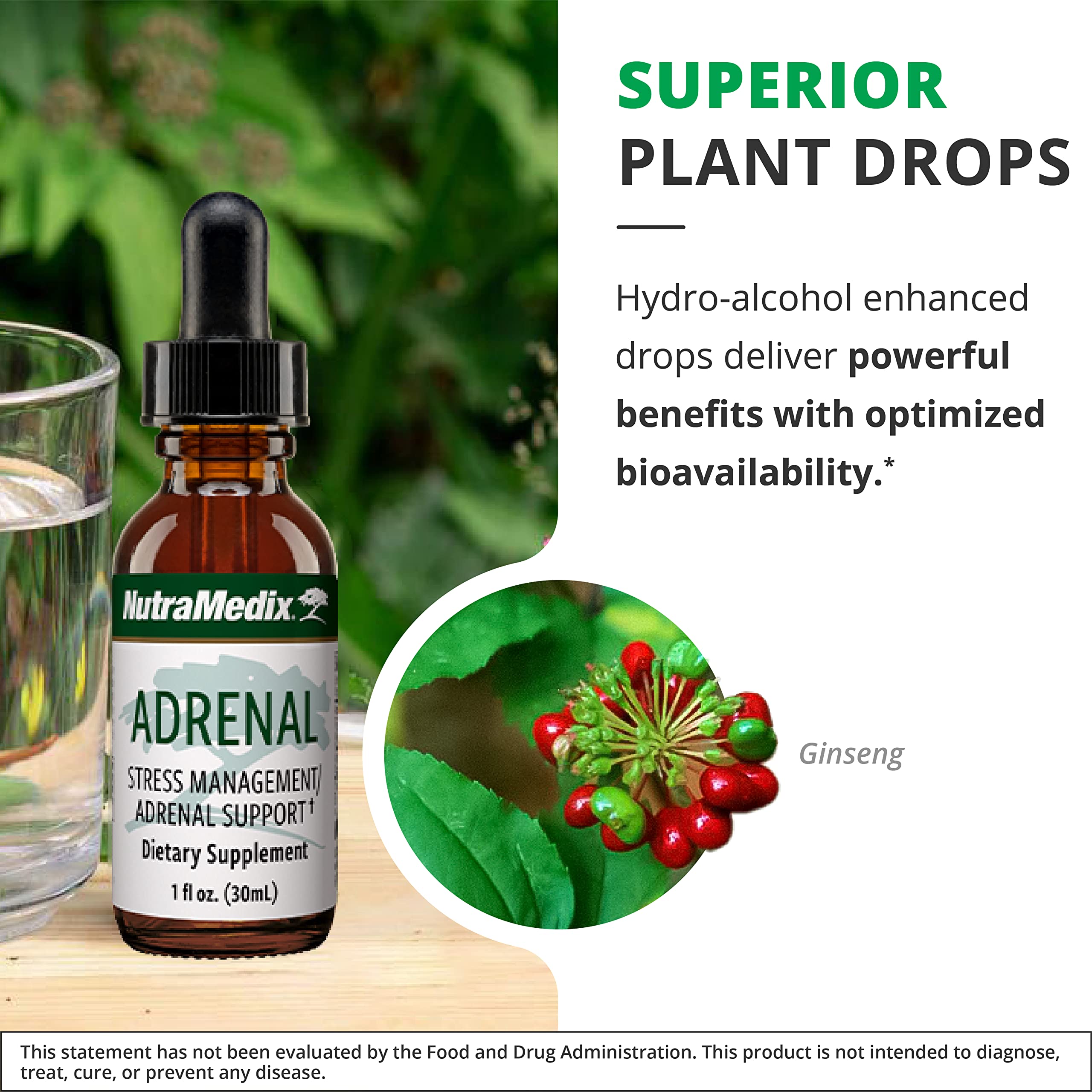 NutraMedix Adrenal Fatigue Supplement with Astragalus, Schisandra, Rhodiola & Ginseng Extracts - Natural Energy & Stress Support, Vegan Adaptogen Blend for Stamina Boost (1oz/30ml) - Ideal for Busy Professionals, Students & Active Lifestyles