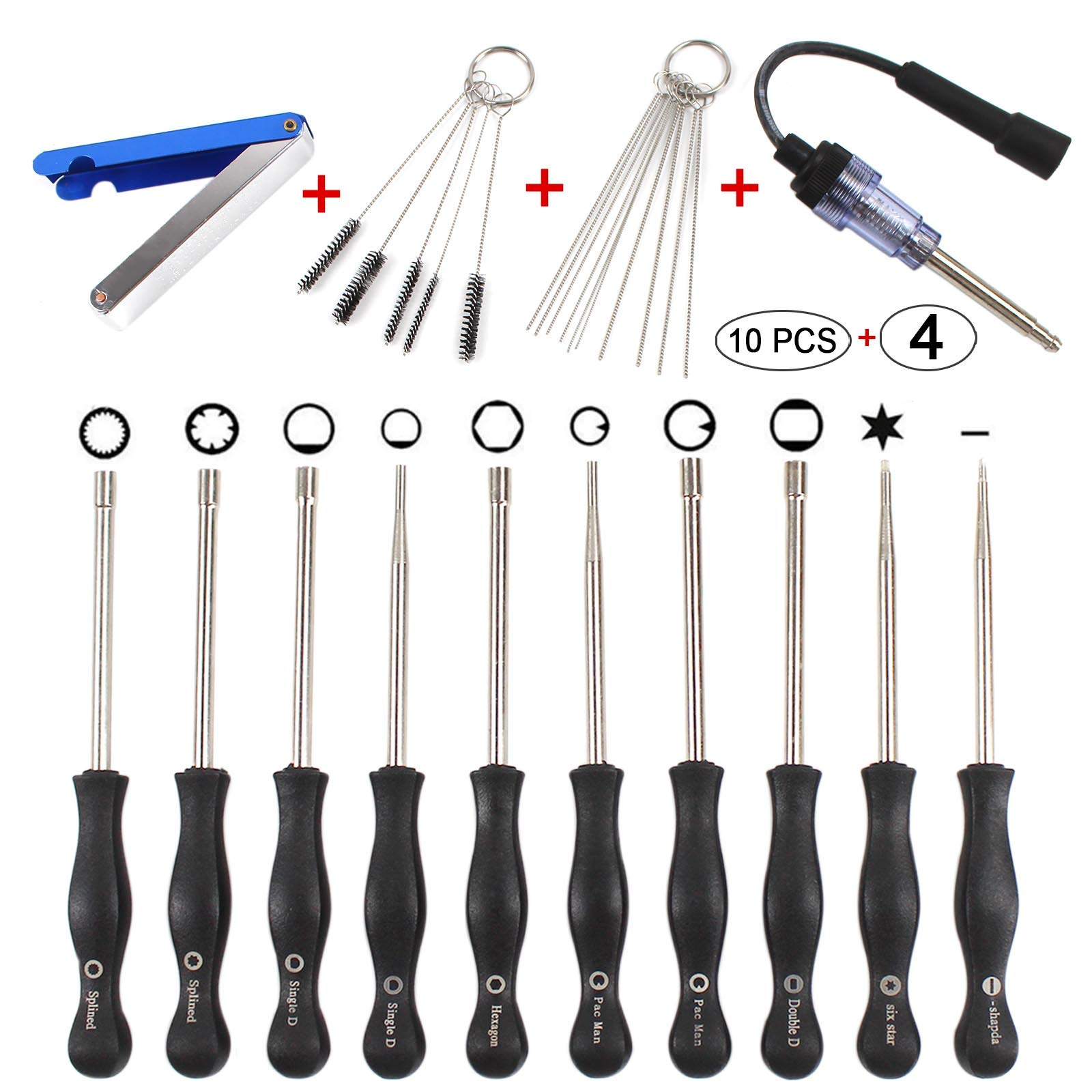 10-Piece Carburetor Adjustment Tool Kit with Case - Carb Tune-Up Tools, Cleaning Brush & Spark Tester for 2-Cycle Engines - Perfect for Lawn Mowers, Chainsaws, Motorcycles & Small Engine Maintenance