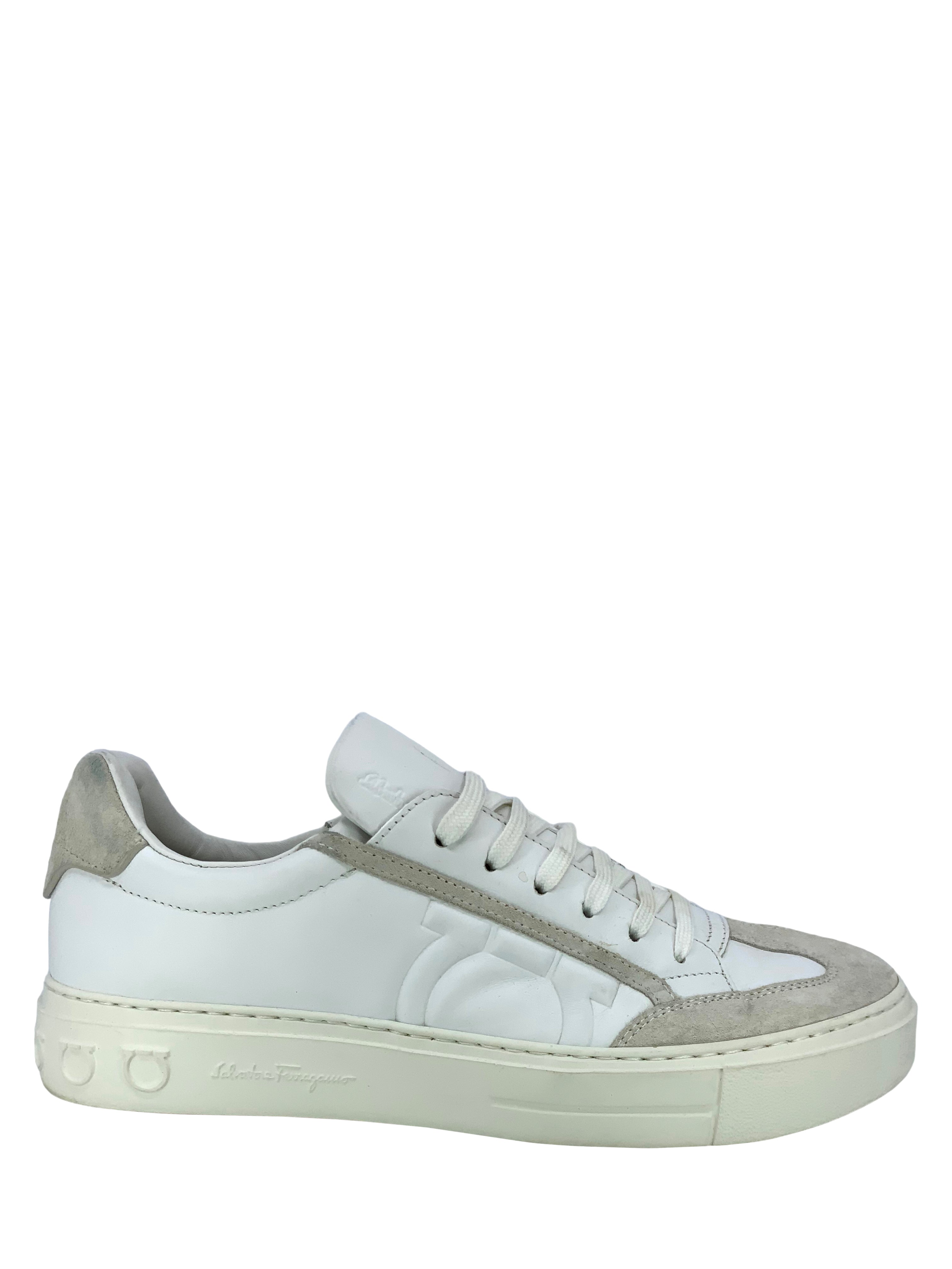 Salvatore Ferragamo Borg Leather & Suede Men's Sneakers Size 7.5 - Premium Casual Shoes for Men, Office & Weekend Wear