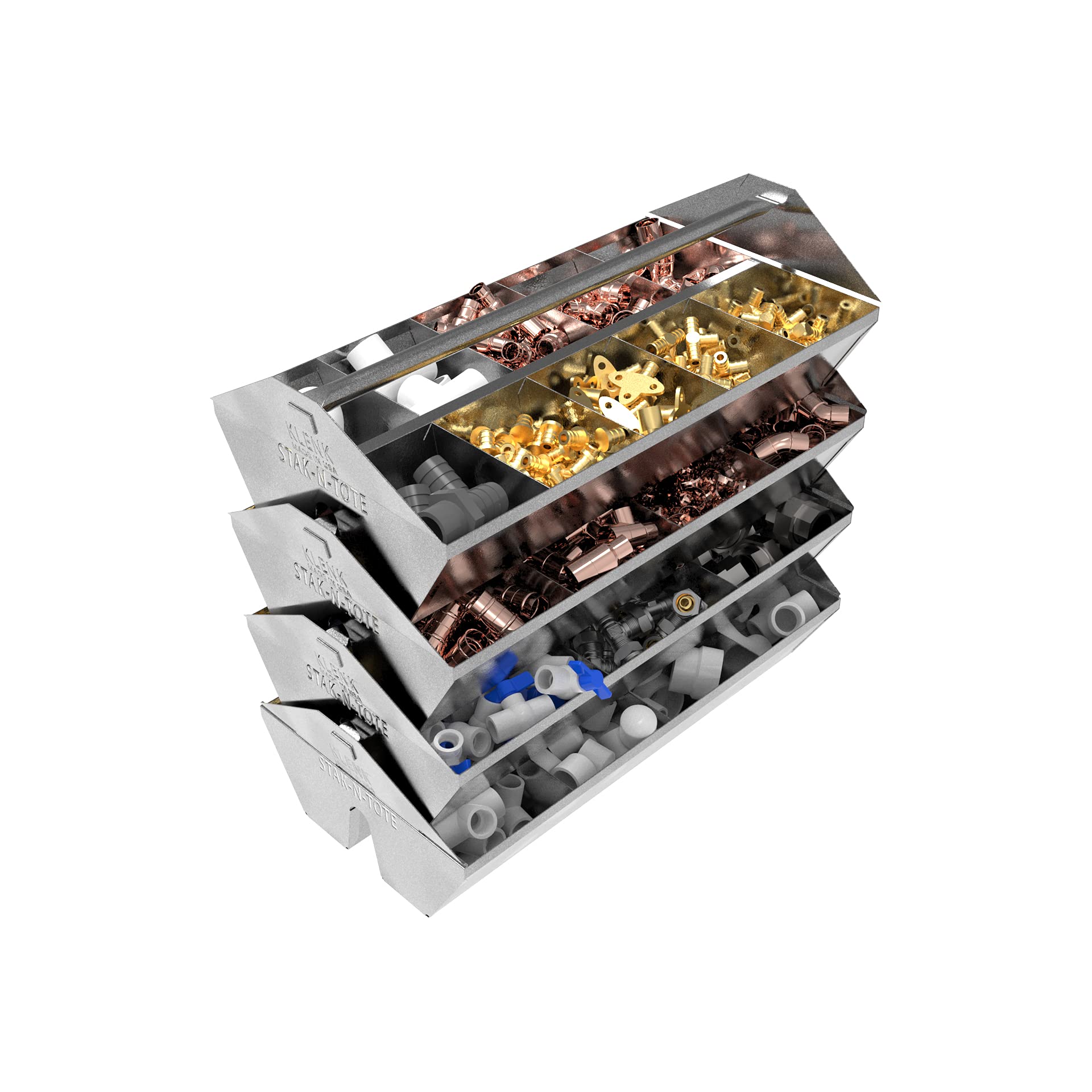 Klenk Stak-N-Tote® Fittings Organizer Tray - 10 Compartment Storage Solution for Plumbing Parts (MB78000) | Perfect for Plumbers, Electricians & DIY Home Improvement Projects