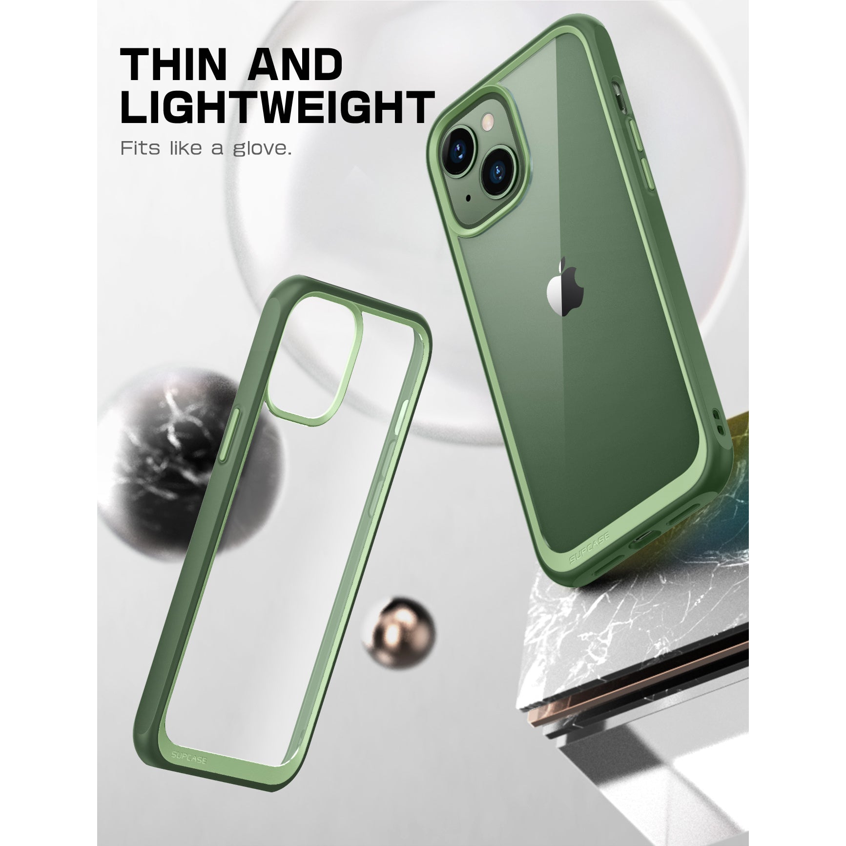 iPhone 14 6.1 Inch Slim Clear Protective Case - Unicorn Beetle Style (Green) | Shockproof & Scratch Resistant Cover for Everyday Use, Work & Outdoor Activities