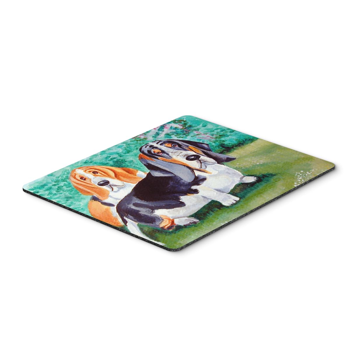 Caroline's Treasures 7061MP Basset Hound Double Trouble Mouse Pad - Large Washable Non-Slip Desk Mat for Home Office, Gaming & Computer Work - Perfect Gift for Pet Lovers & Office Decor