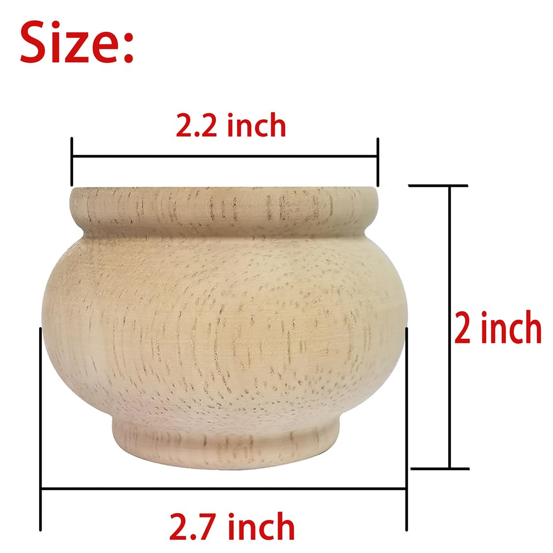 2 Inch Solid Wood Furniture Legs - Unpainted DIY Replacement Legs for Cabinets, Desks, Sofas & Bookcases - Round Bun Feet with Mounting Plate & Screws (Set of 4) - Perfect for Home Office, Living Room & Bedroom Furniture Upgrades