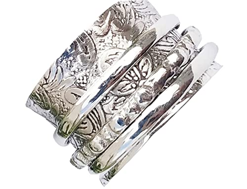 925 Sterling Silver Spinner Band Ring for Women - Size 11.5 Anxiety Relief Fidget Ring for Meditation, Stress Relief & Focus - Perfect Gift for Mother's Day, Birthday & Special Occasions (Great for Office, Travel & Daily Wear)
