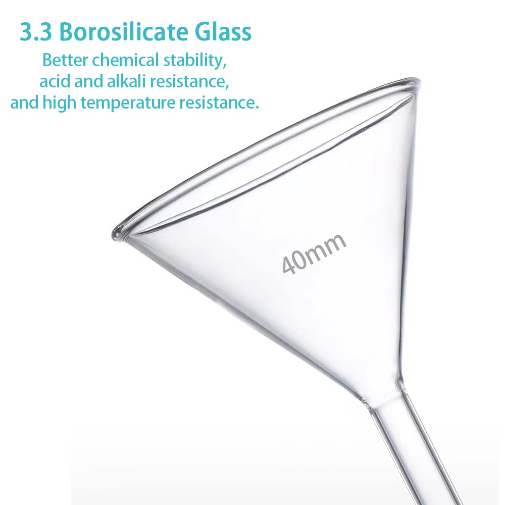 40mm Borosilicate Glass Funnel - 3.3 Inch Heat-Resistant Lab Funnel for Automotive Oil Change, Bottle Filling & DIY Chemistry Experiments | Perfect for Mechanics, Home Brewing & Science Projects