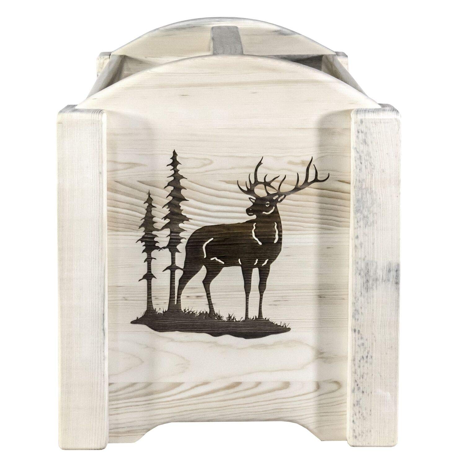 Montana Woodworks Homestead Collection Magazine Rack - Laser Engraved Elk Design, 18