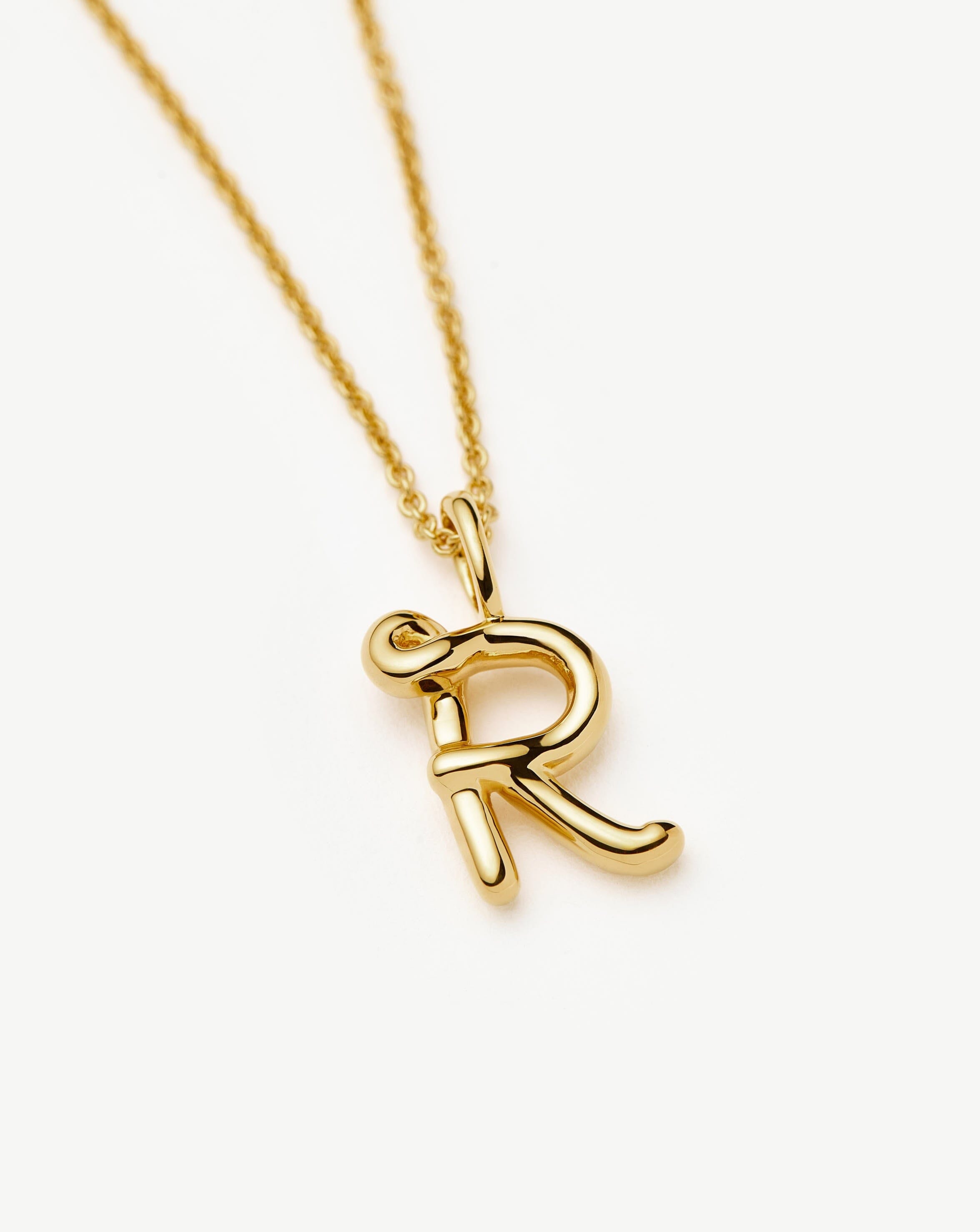 Curly Molten Mini Initial Necklace in 18k Gold Vermeil - Personalized Name Jewelry for Women, Dainty Layering Necklace for Everyday Wear, Gift for Her