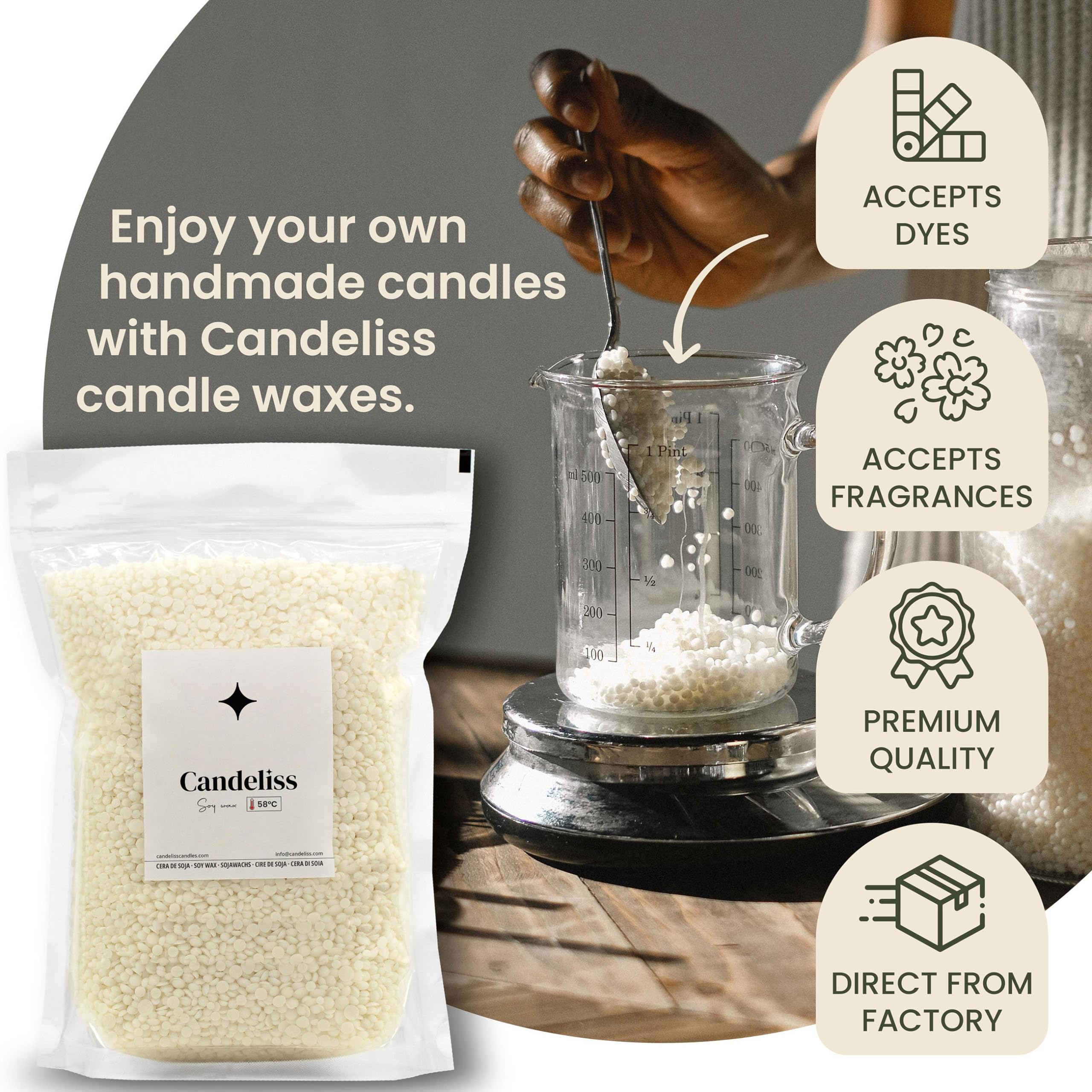 Premium 2kg Natural Soy Wax for Candle Making - High Melting Point, Vegan Candle Wax for Silicone Molds | Perfect for DIY Home Candles, Aromatherapy & Gift Making