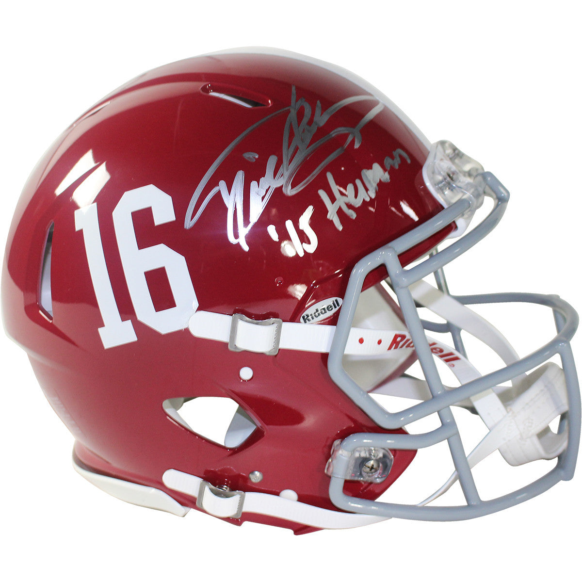 Derrick Henry Signed Alabama #16 Speed Authentic Football Helmet with Heisman Inscription - Limited Edition Collectible for NFL Fans & Sports Memorabilia Enthusiasts - Perfect for Display in Man Cave, Sports Bar, or Home Office