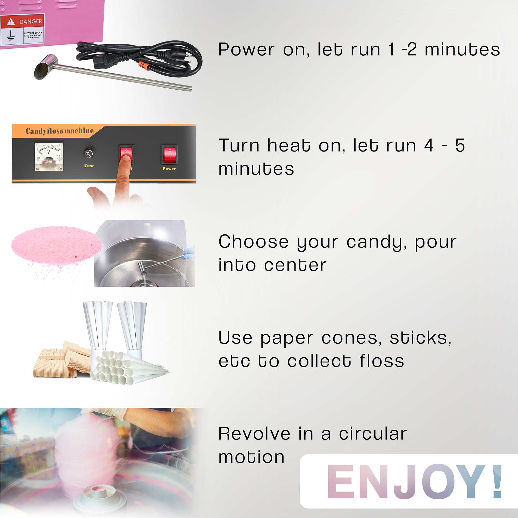 Commercial Electric Cotton Candy Machine for Parties, Events, and Carnival - Perfect for Home, Business, and Outdoor Use