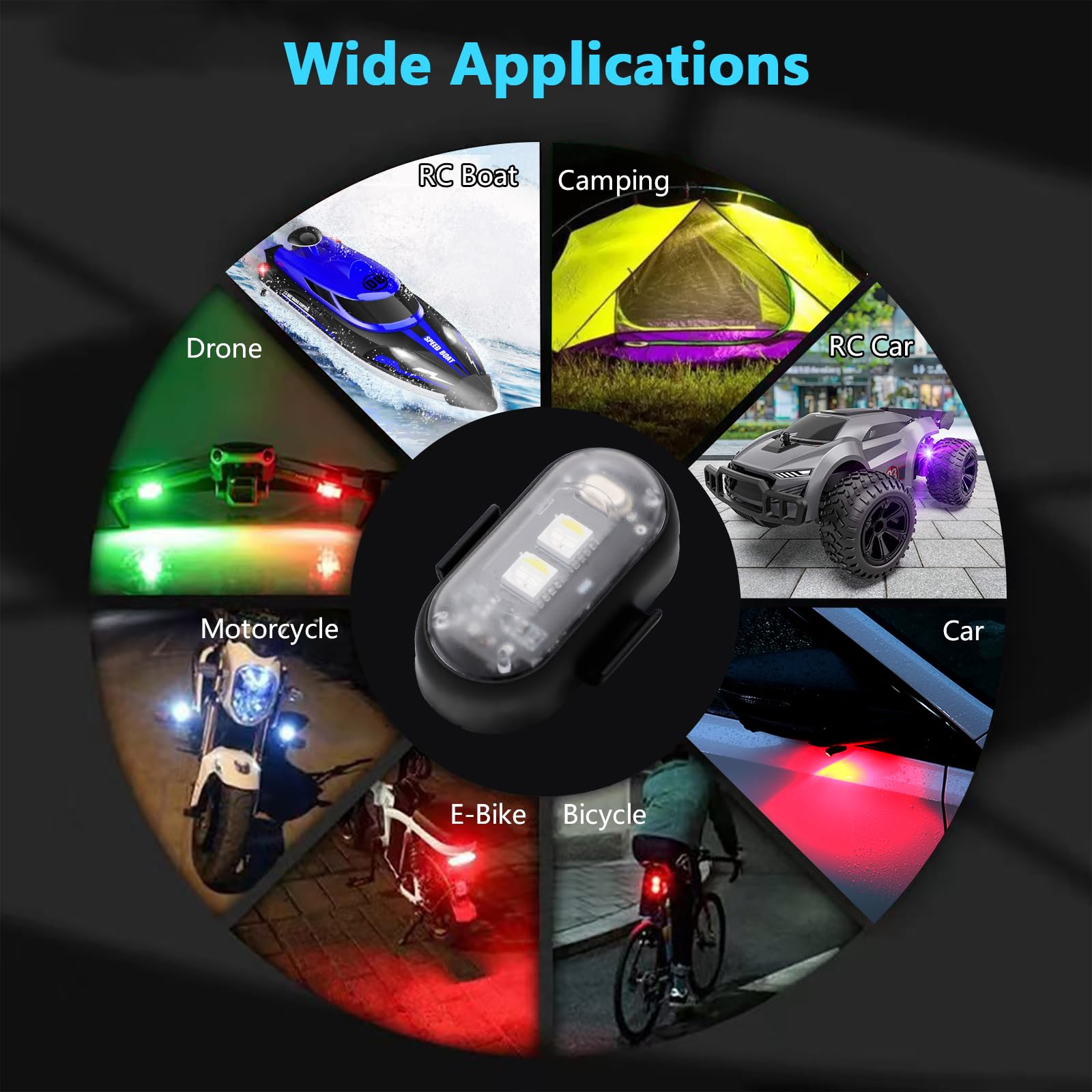 LECART 4 Pack Wireless LED Lights for Cars, Motorcycles, Bikes, Drones & Scooters - Rechargeable Anti-Collision Strobe Warning Lights with Remote Control | Magnetic Emergency Flashing Lights for Night Riding, Road Safety & Vehicle Visibility