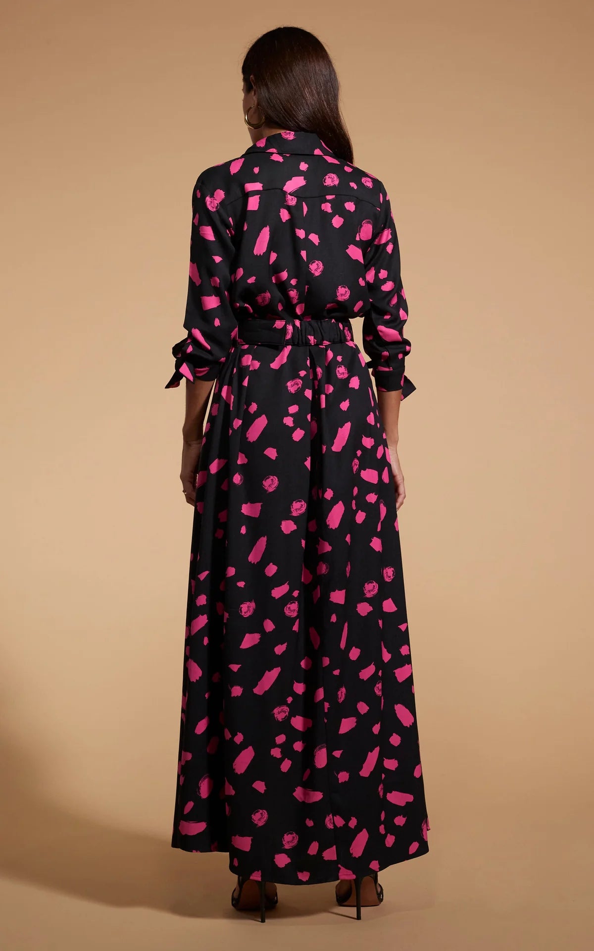 DOVE DRESS - Black Abstract Dot Print Women's Fashion Dress for Casual Wear, Office, and Date Night