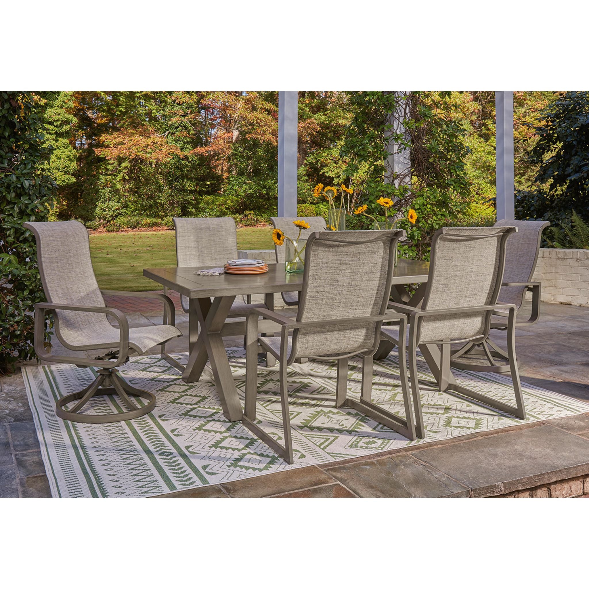Beachfront Outdoor Rectangle Dining Table - Weather-Resistant Beige Patio Furniture for Poolside, Garden, and Backyard Dining