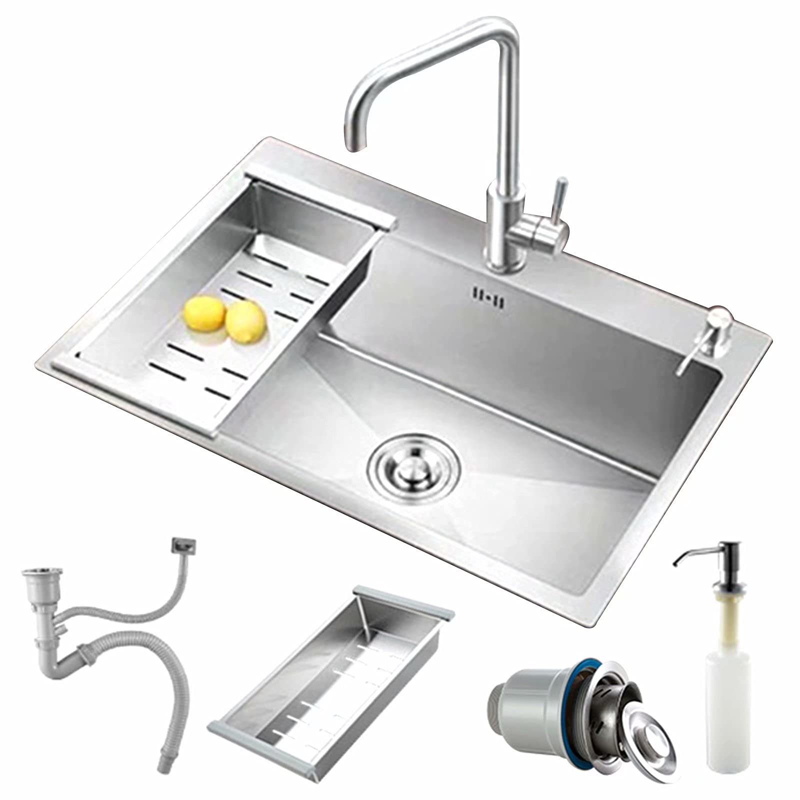 HGTRH Stainless Steel Kitchen Sink and Faucet Combo - 33x22 Inch Drop-in/Undermount Single Bowl Workstation with Water Filter - Perfect for Modern Kitchens, Home Bars & Outdoor Cooking Areas