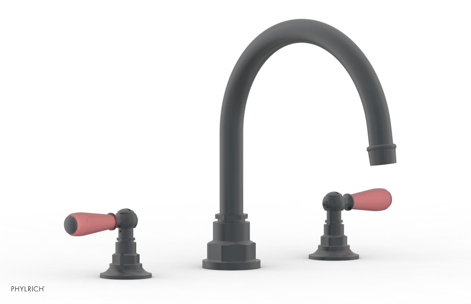 Jamestown Deck Tub Set with Lever Handles & Pink Accents - 165
