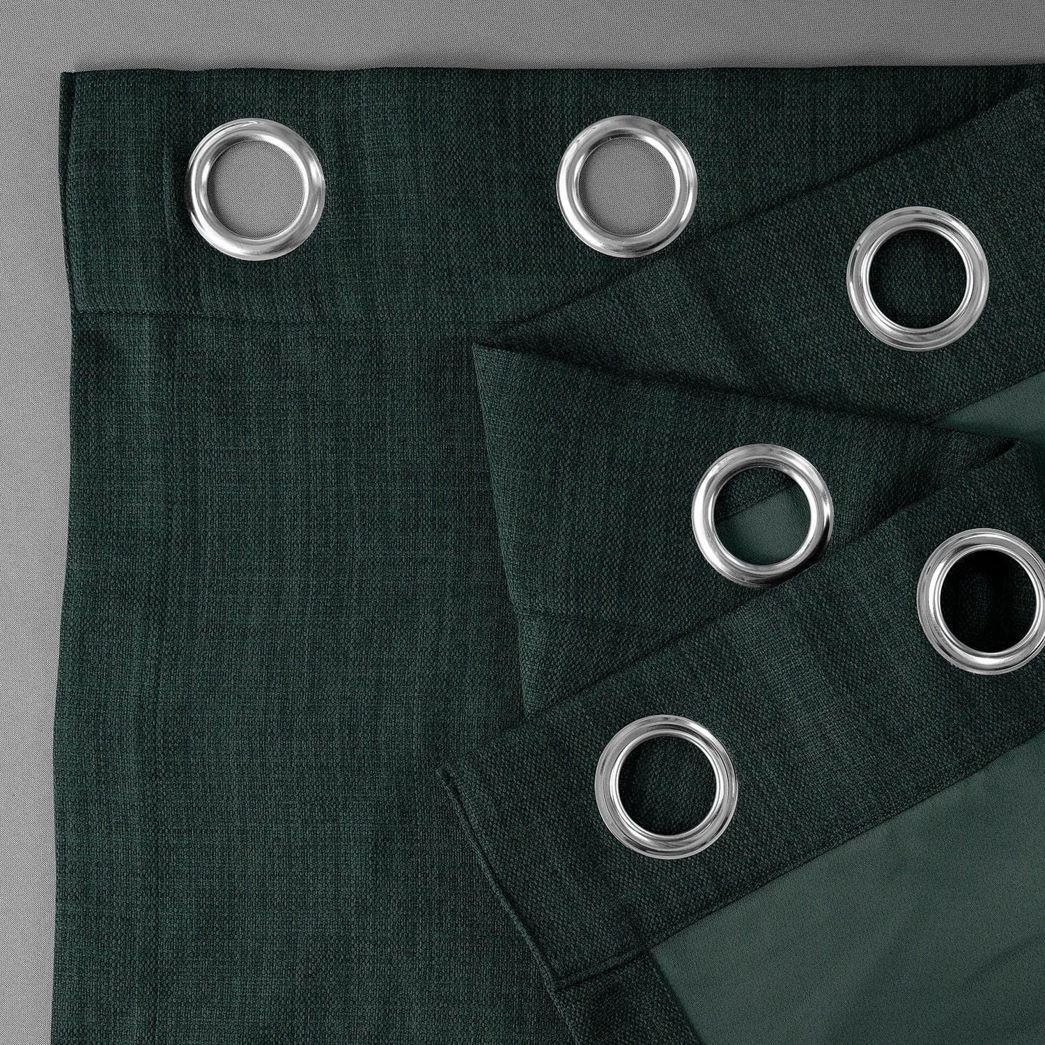 Focal Green Grommet Textured Faux Linen Blackout Curtains for Bedroom & Living Room - Light Blocking Window Treatment for Better Sleep & Privacy