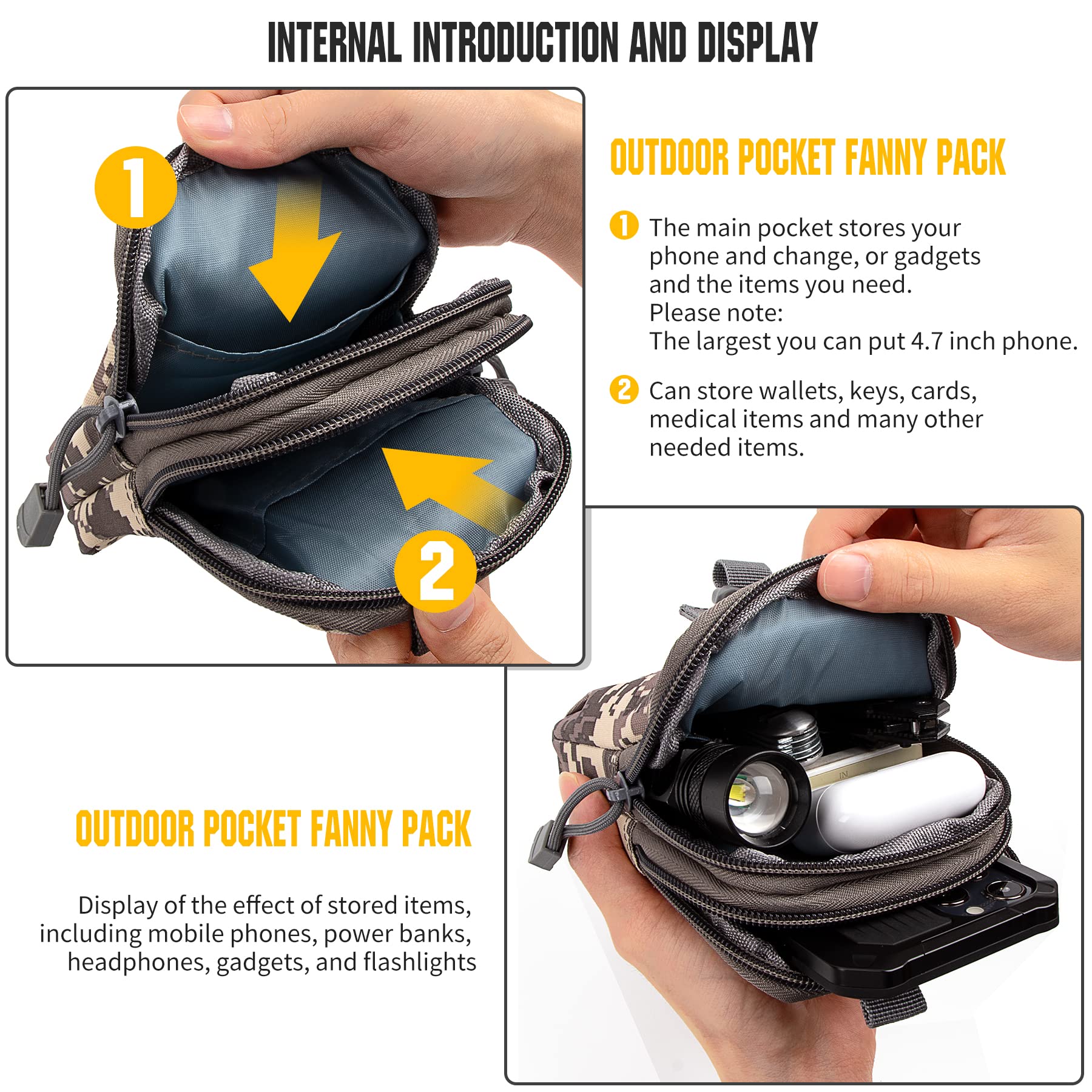 IronSeals Tactical MOLLE Pouch - Compact Utility Waist Bag & Phone Holster for iPhone 15 Pro Max/15 Pro/14 Plus/14 Pro Max/14/13 Pro Max/13 Pro/12 Pro Max/11 Pro Max (4.7