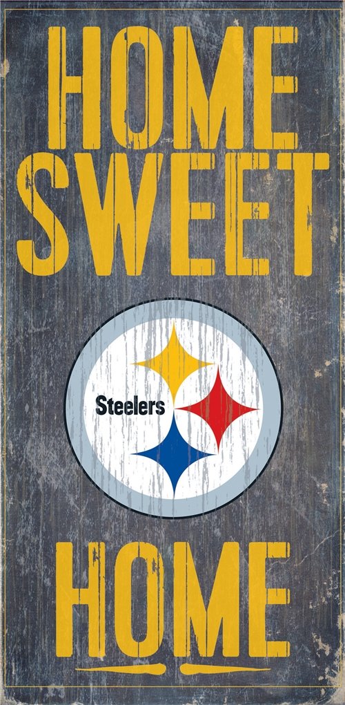 Pittsburgh Steelers 6x12 Inch Wooden Wall Sign - Home Sweet Home Decor for Man Cave, Game Room & Sports Fan Gifts