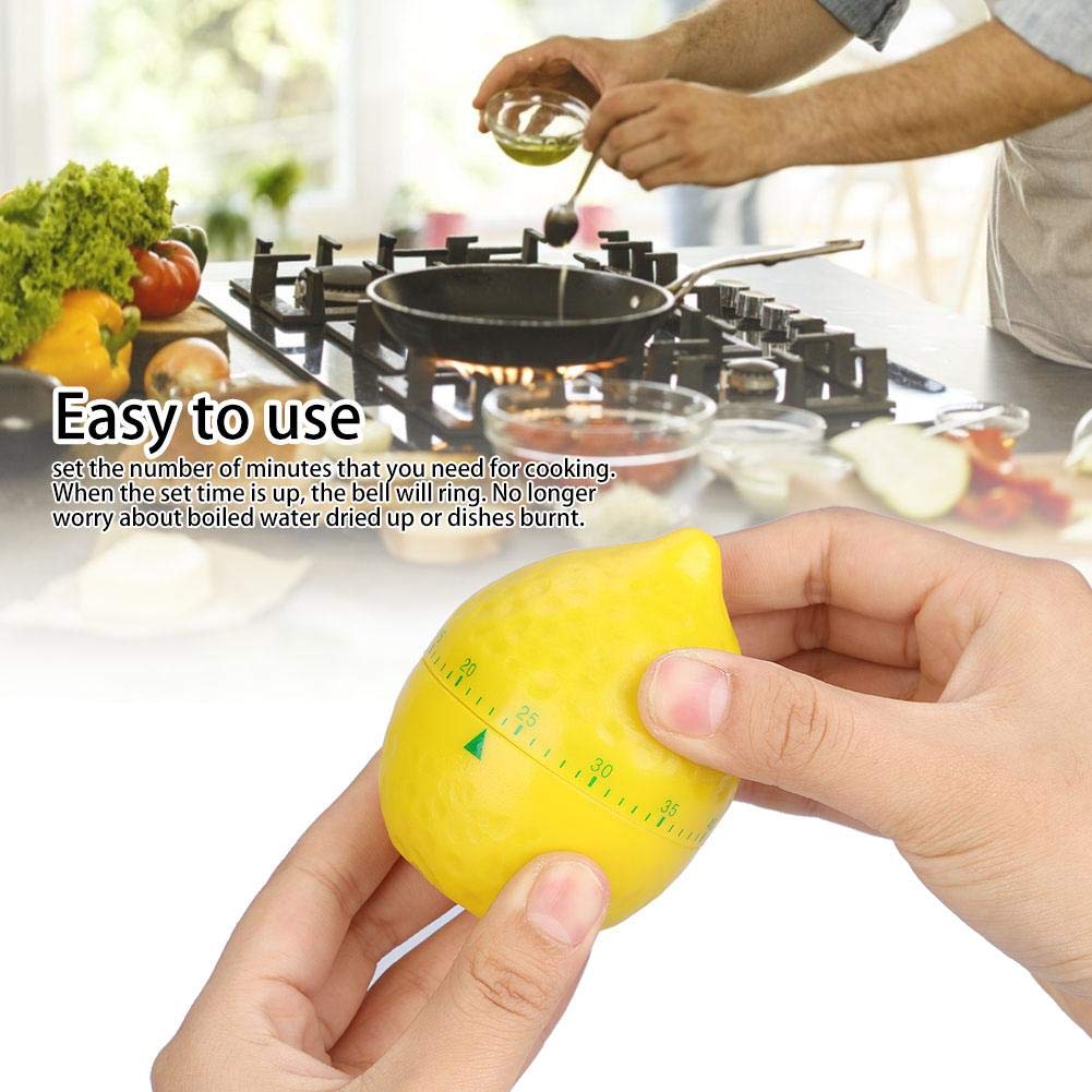 Lemon-Shaped Mechanical Kitchen Timer - Manual Wind-Up Cooking Timer for Baking, Boiling & Home Cooking - Perfect for Kitchen, BBQ & Classroom Use