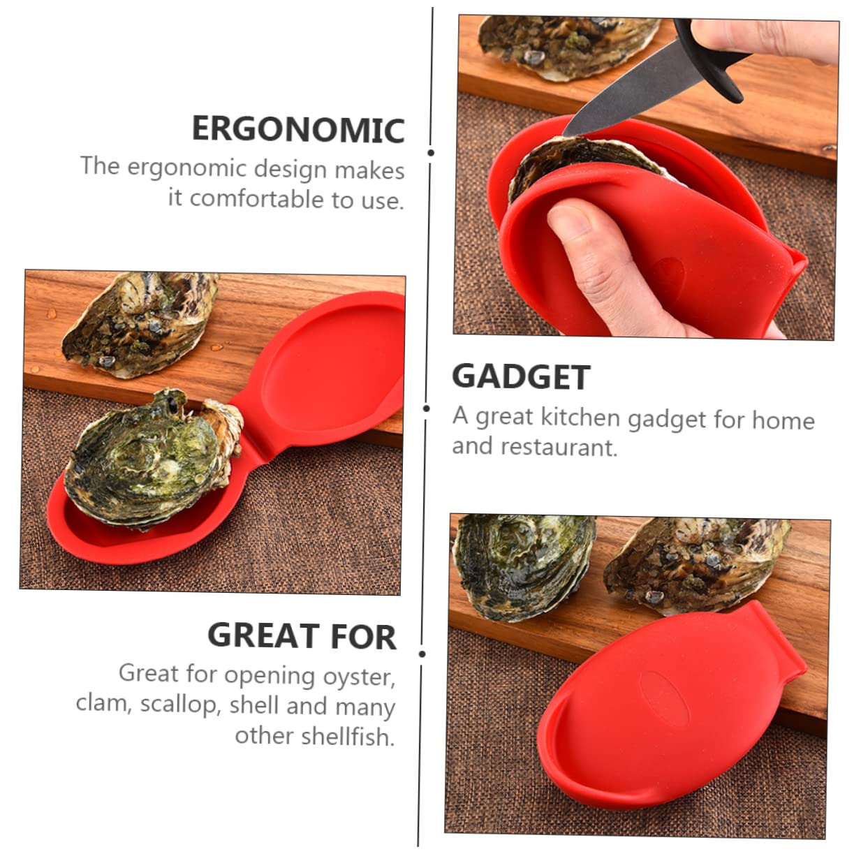 DOITOOL Heat Resistant Silicone Oven Mitts & Pot Holders - 1pc Kitchen Gloves for Baking, Grilling, Cooking - Non-Slip Shellfish Shucking Kit for Oysters, Seafood - Perfect for BBQ, Oven Use & Food Handling