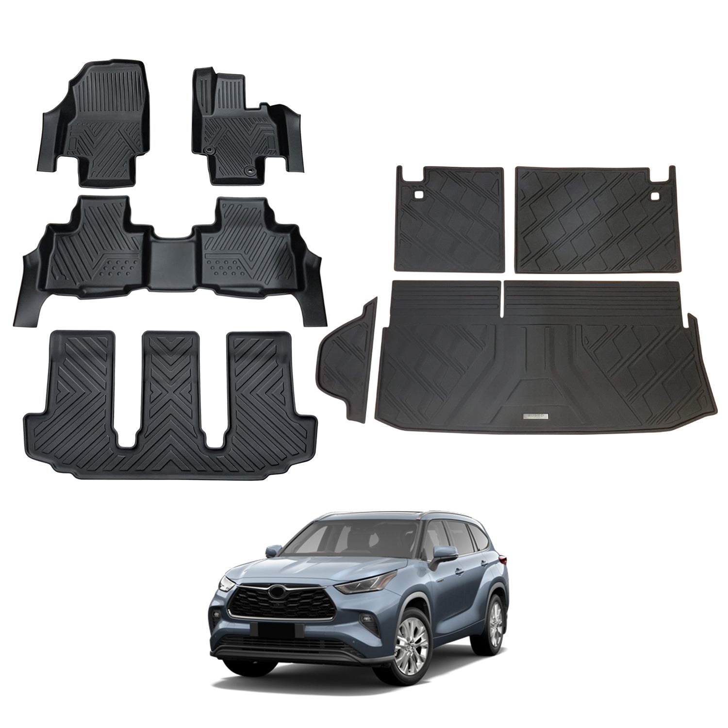 5D Custom Fit Car Floor Mats for Toyota Kluger 2021-2023 - Waterproof All-Weather Protection - Perfect for SUVs, Family Road Trips & Outdoor Adventures