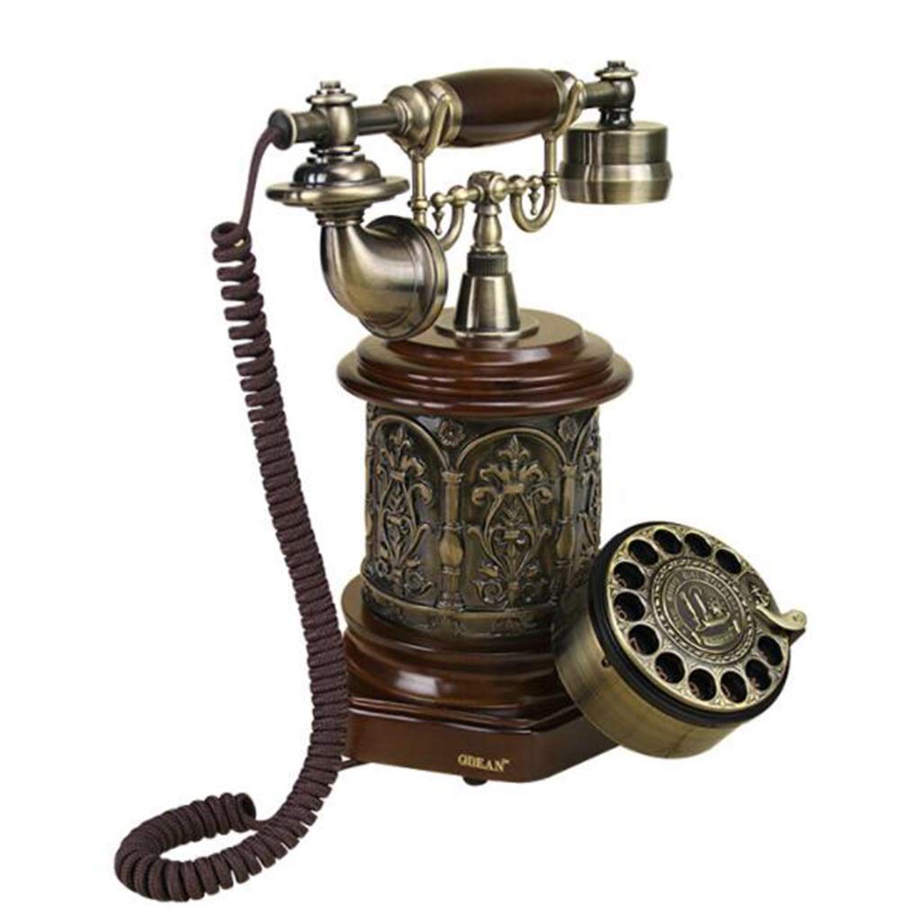 Vintage Antique Rotary Phone - Retro European Style Solid Wood Rotary Dial Wired Landline Telephone for Home & Office Decor | Perfect for Vintage Themed Rooms, Film Props, and Collector's Display