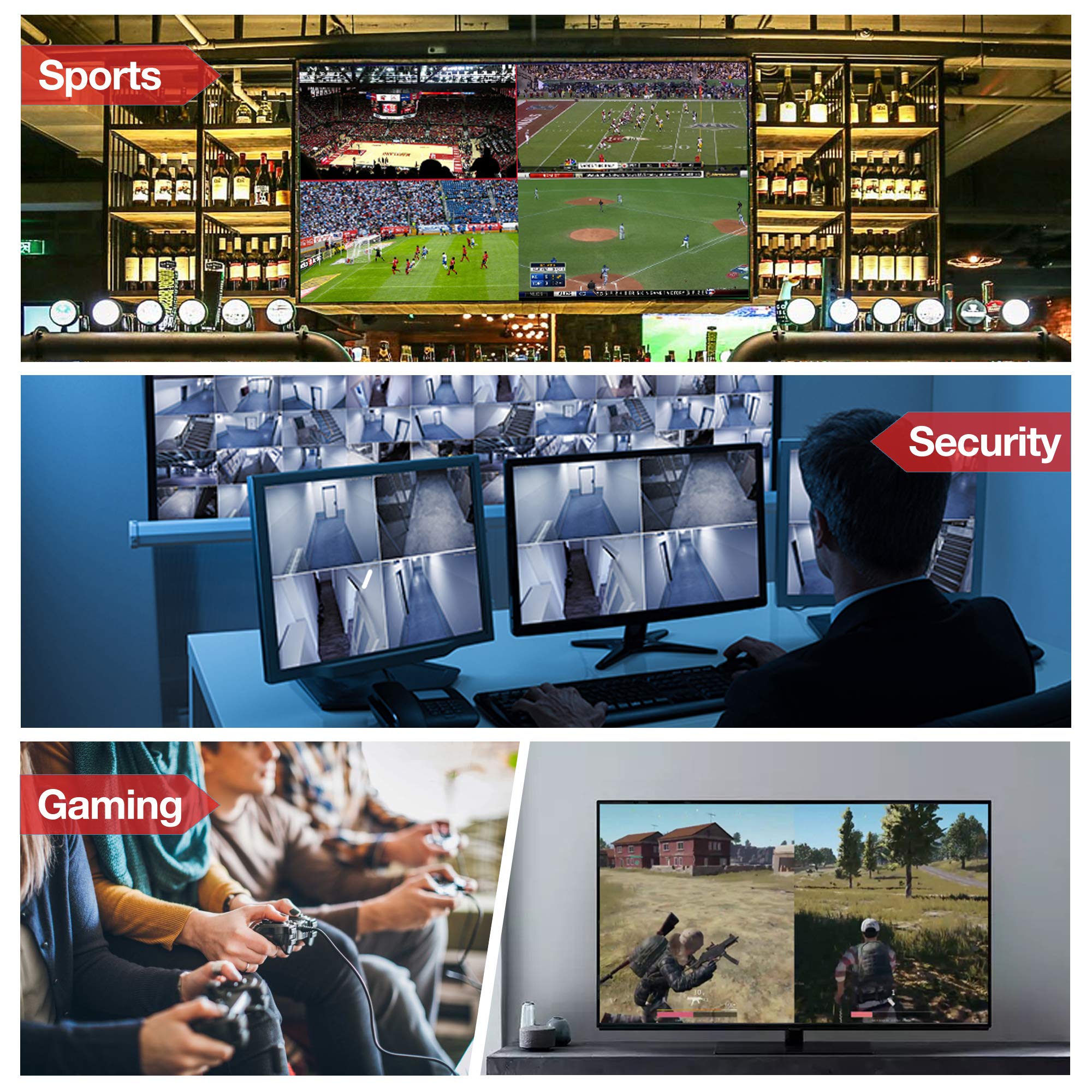 9-Channel HDMI Multi-Viewer & Screen Divider - 4K@30Hz/1080p Splitter with 11 Viewing Modes | Perfect for Security Monitoring, Gaming Setups & Multi-Screen Presentations
