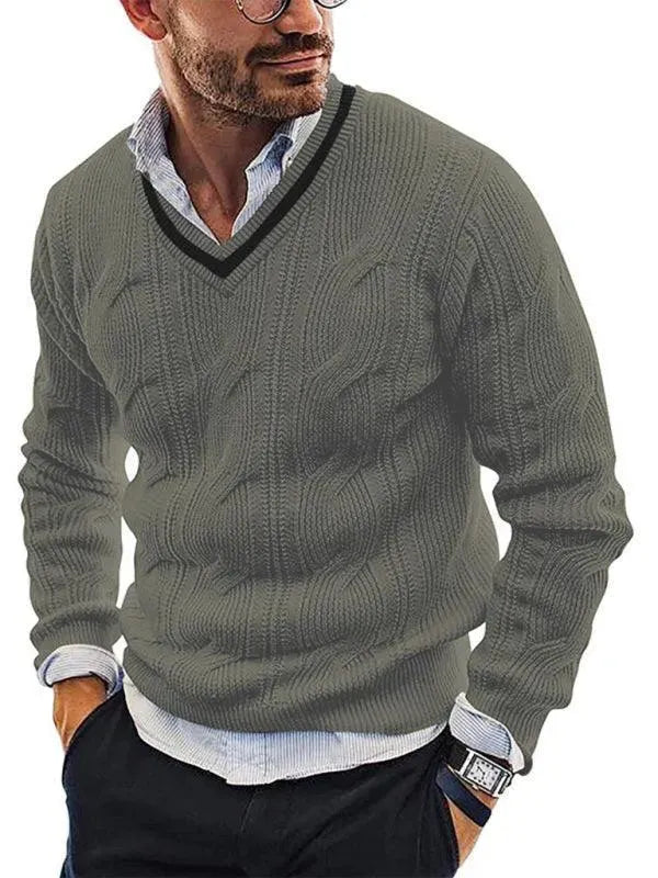 Men's Slim Fit V-Neck Pullover Sweater - Lightweight & Comfortable for Casual Wear, Office, and Layering
