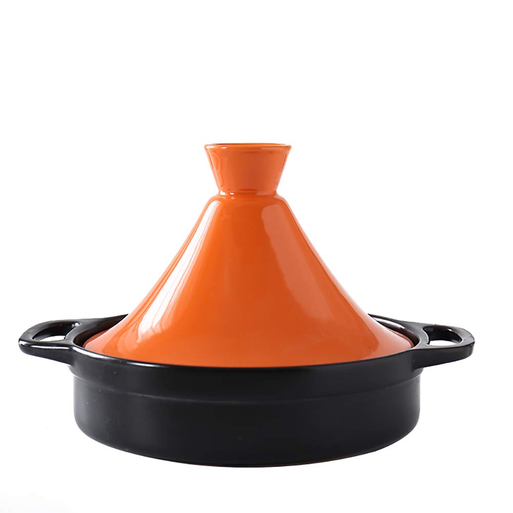 WJXBoos 1.3 Quart Ceramic Casserole Steamer Braiser Pan - Healthy Moroccan Tagine Pot with Lid for Slow Cooking, Braising & Stewing - Perfect for Soups, Stews & Authentic Tagine Dishes (Orange)
