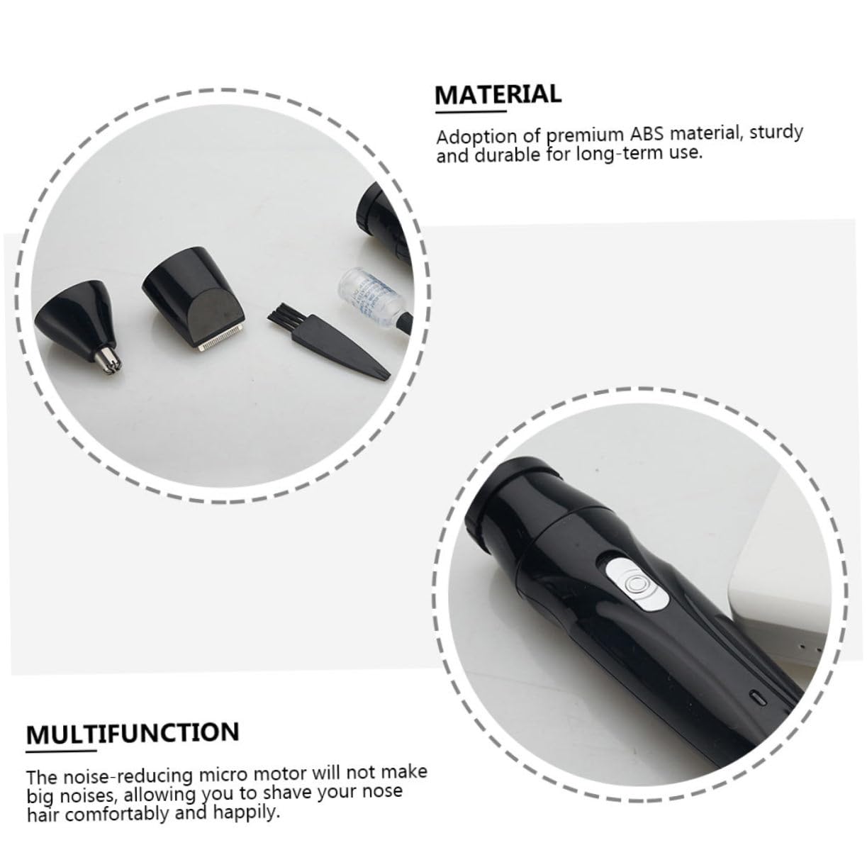 Electric Nose & Eyebrow Trimmer for Men - Rechargeable Hair Clipper with ABS Black Body - Perfect for Grooming, Travel & Daily Use