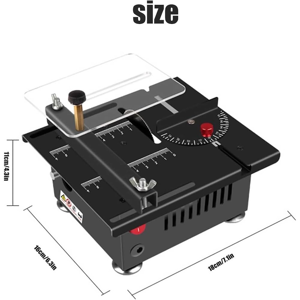 **Mini Table Saw for Woodworking & Crafts - 7-Speed Adjustable Angle Lift Blade (0-16mm Cutting Depth) - Perfect for Cutting Wood, Plastic & Acrylic - Ideal for DIY Projects, Model Making & Hobbyists (Set D)**